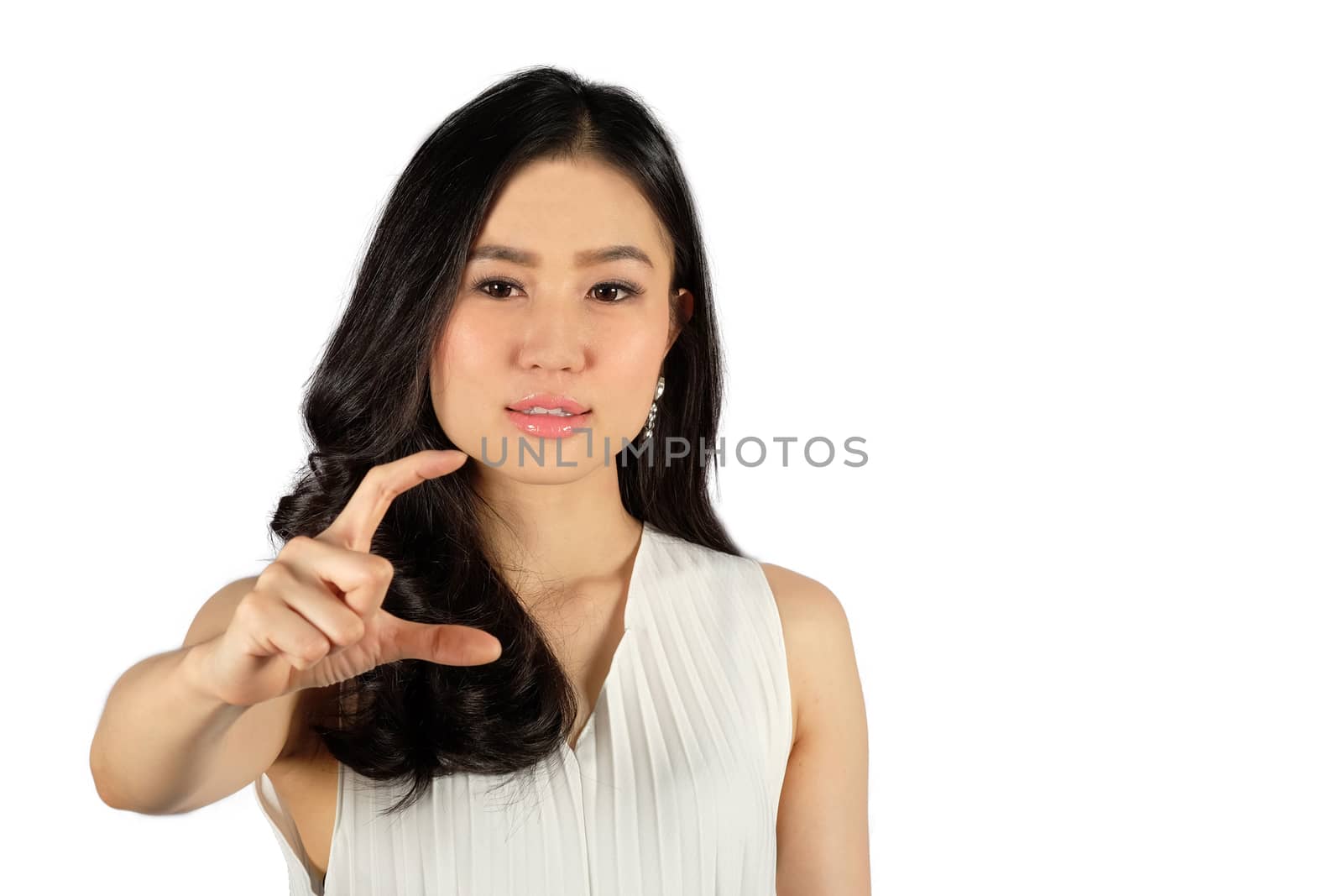 Portrait of young smiling woman holding credit card and and look by Surasak