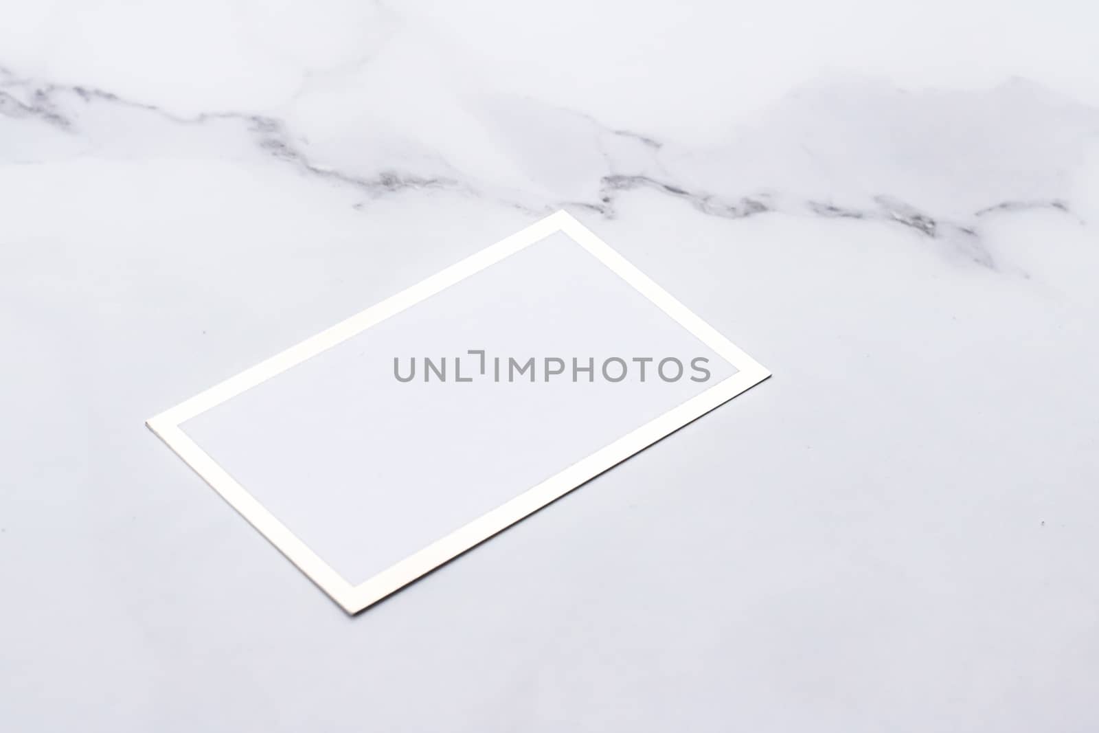 Chic business card or invitation mockup on marble background, paper and stationery branding design