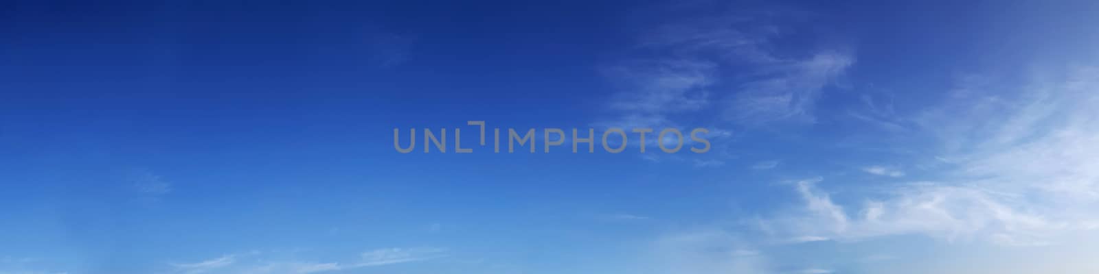 Panorama sky with cloud on a sunny day. Beautiful cirrus cloud.