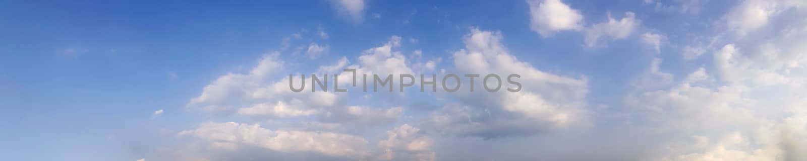 Panorama sky with cloud on a sunny day. Beautiful cirrus cloud.