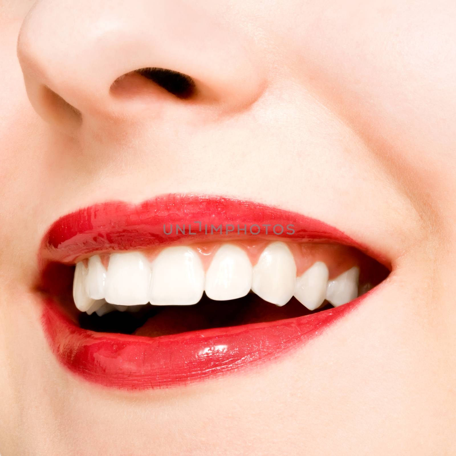 Perfect smile and healthy white natural teeth, happy smiling for dental and beauty by Anneleven