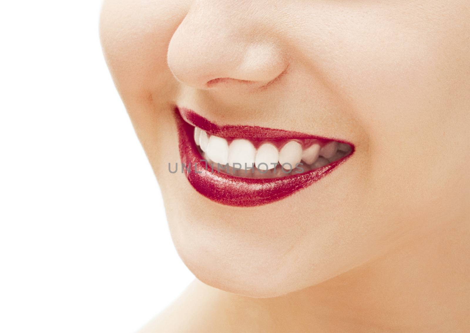 Perfect smile and healthy white natural teeth, happy smiling for dental and beauty ads