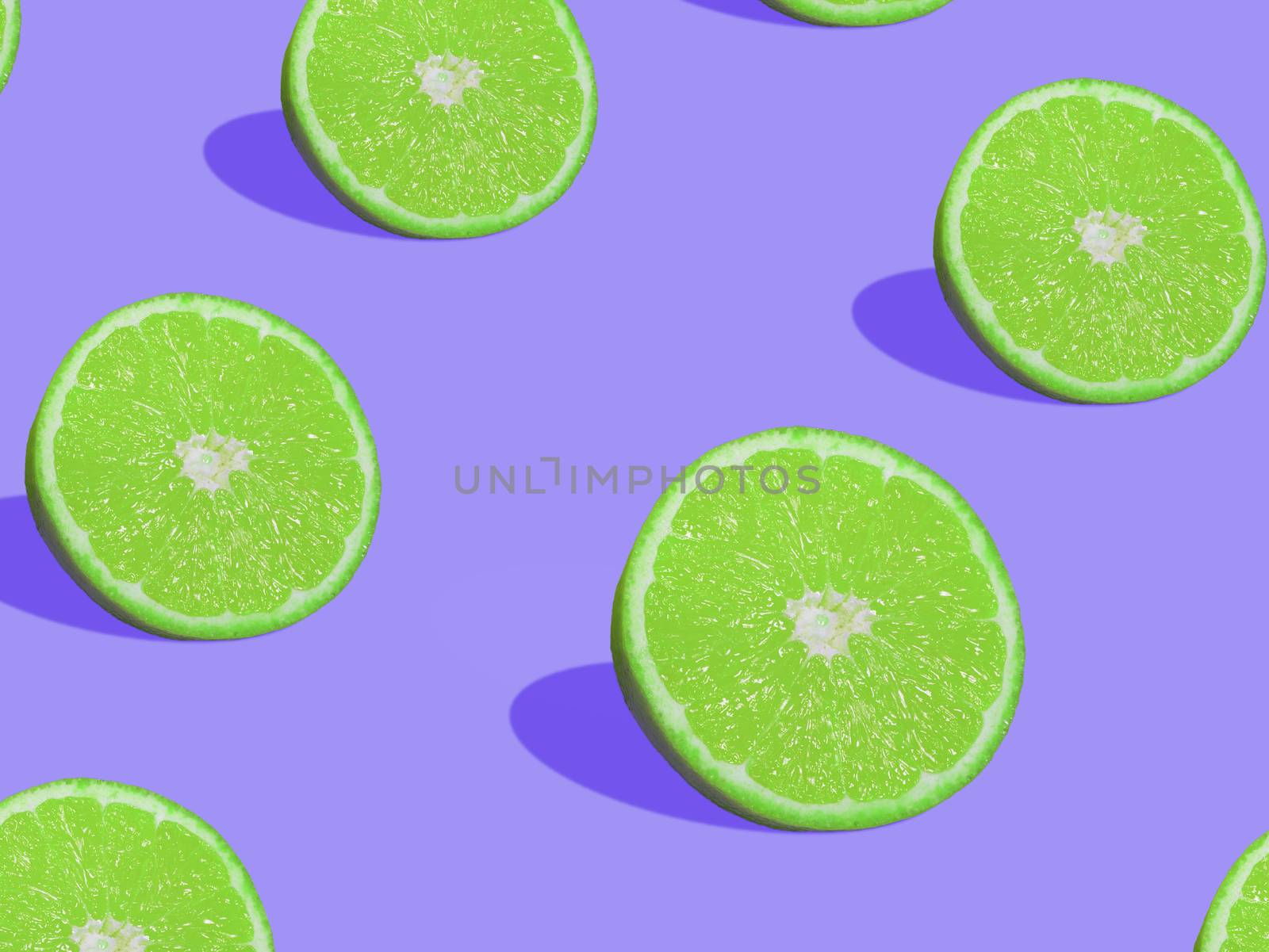 Lime slices on purple background, pop art style by asiandelight