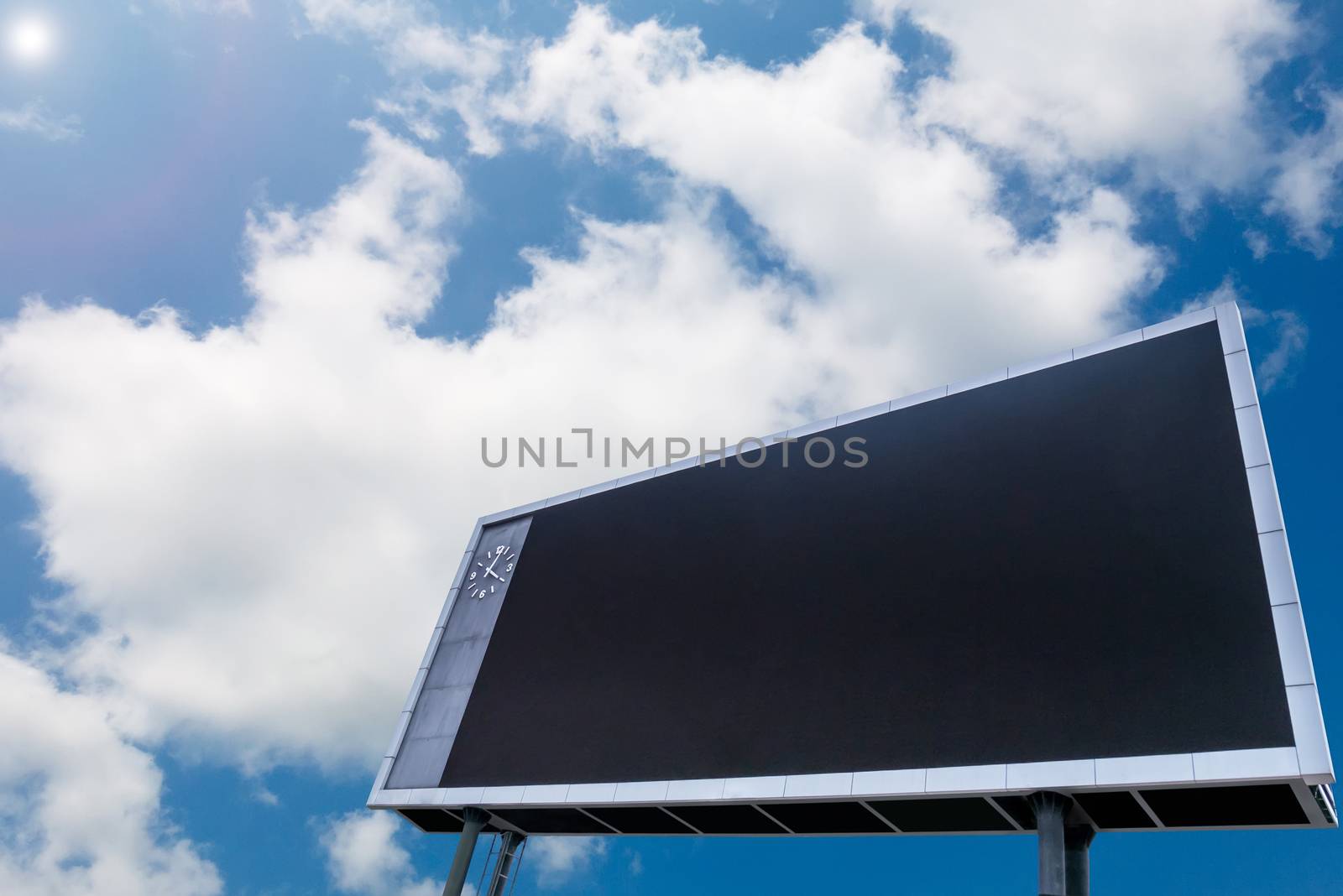 Blanks led scoreboard with copy space , blue sky background.  by asiandelight