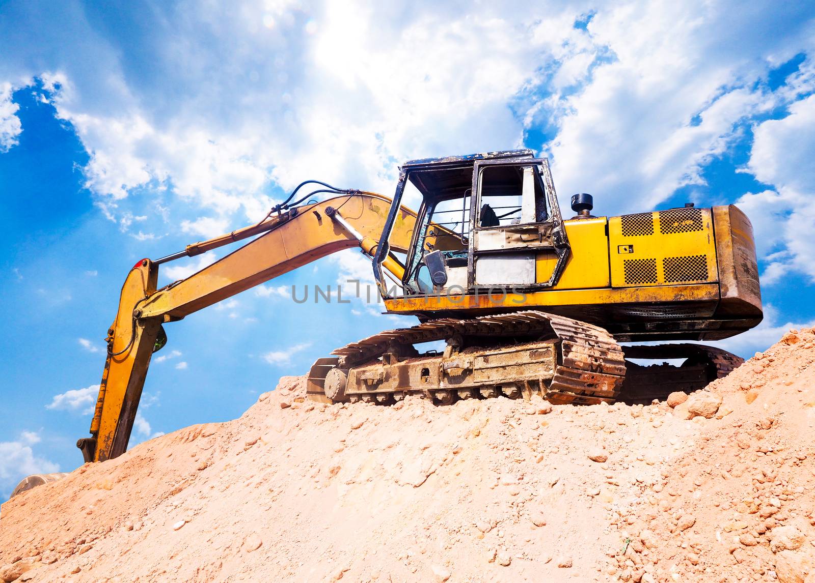 Soil Excavator, Tractor Loader of construction site. by kittima05