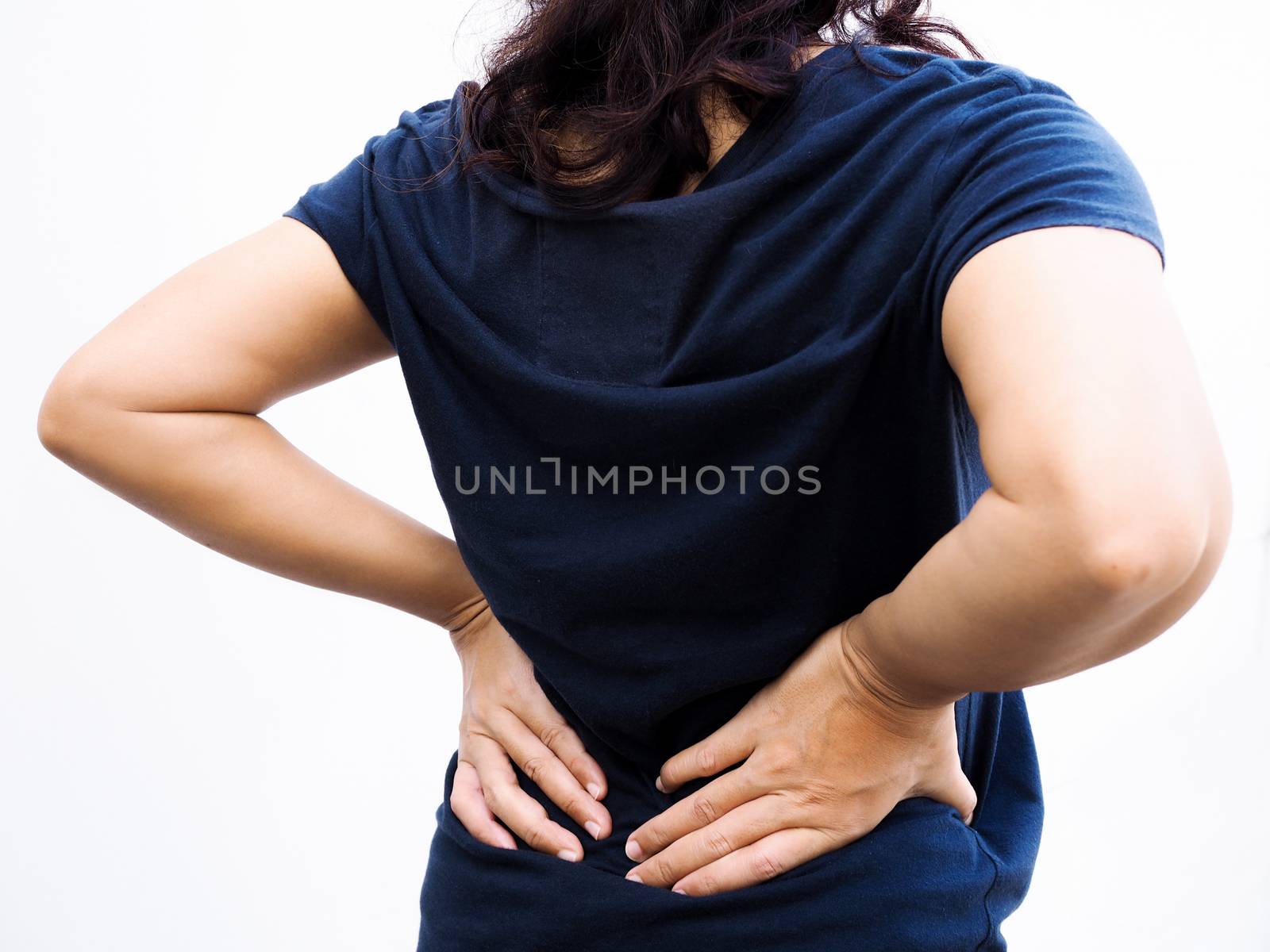 Thai asian woman with lumbar pain, backache by kittima05