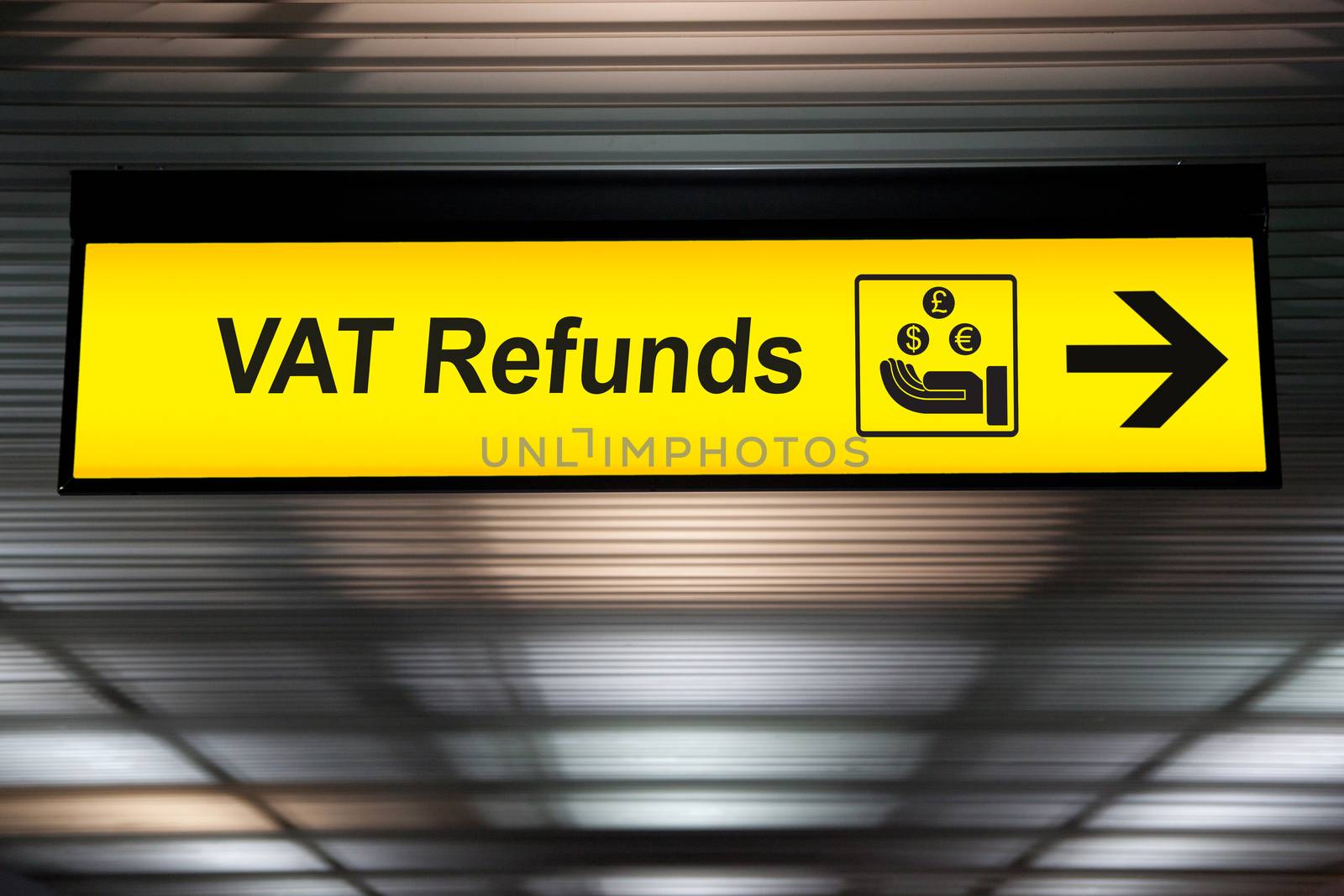 Airport Tax refund and customs sign in terminal at airport by asiandelight