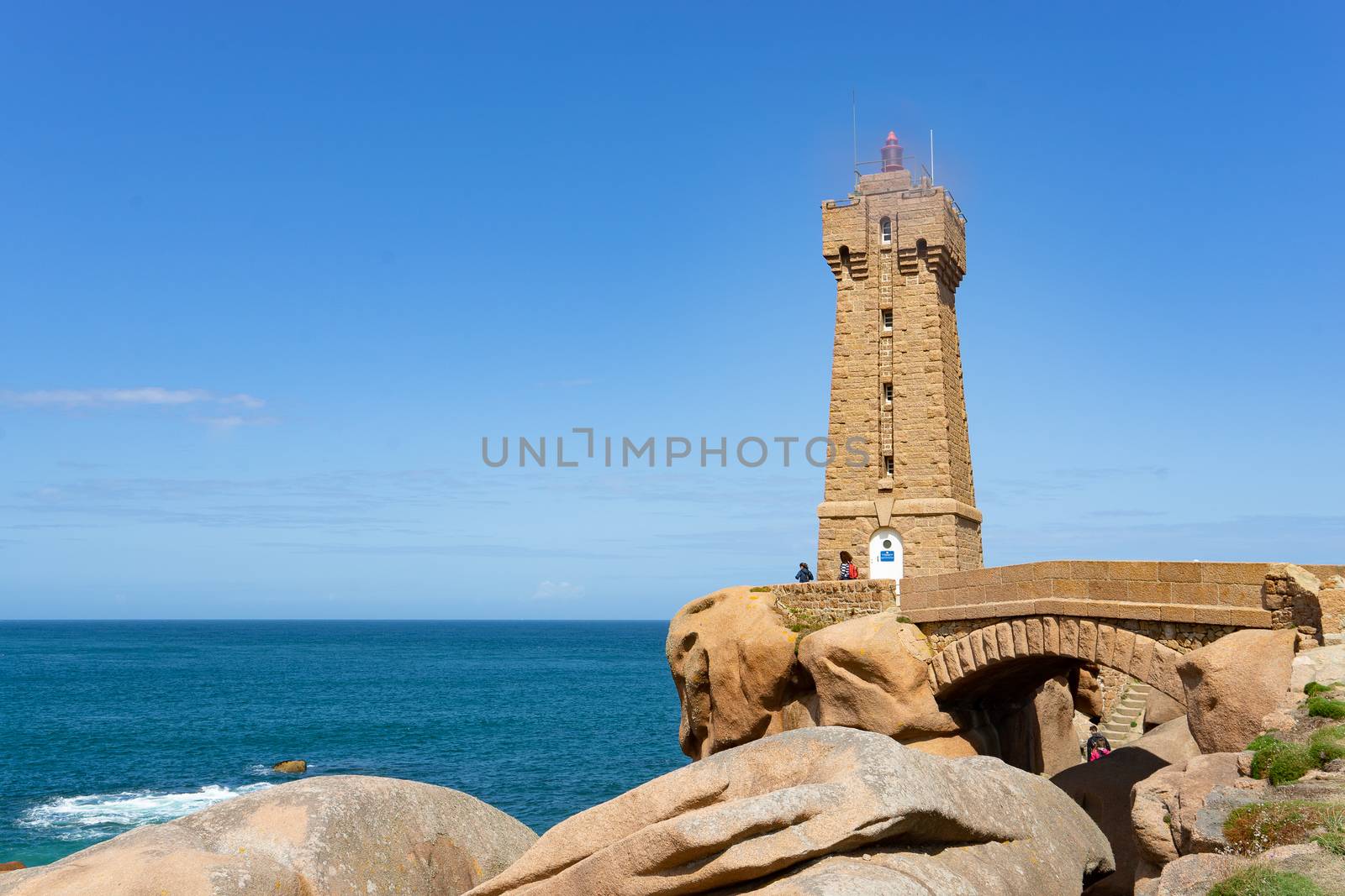 Lighthouse on rose granit coast, britanny by javax