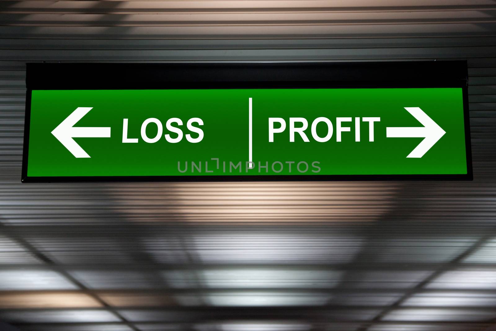 Financial concept. Loss and Profit Arrows sign, indicated stock market activity. by asiandelight