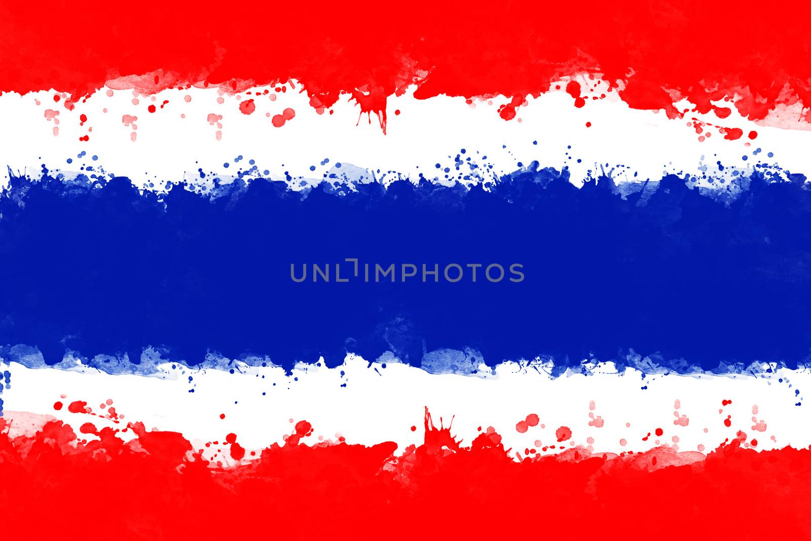 Flag of Thailand by watercolor paint brush, grunge style