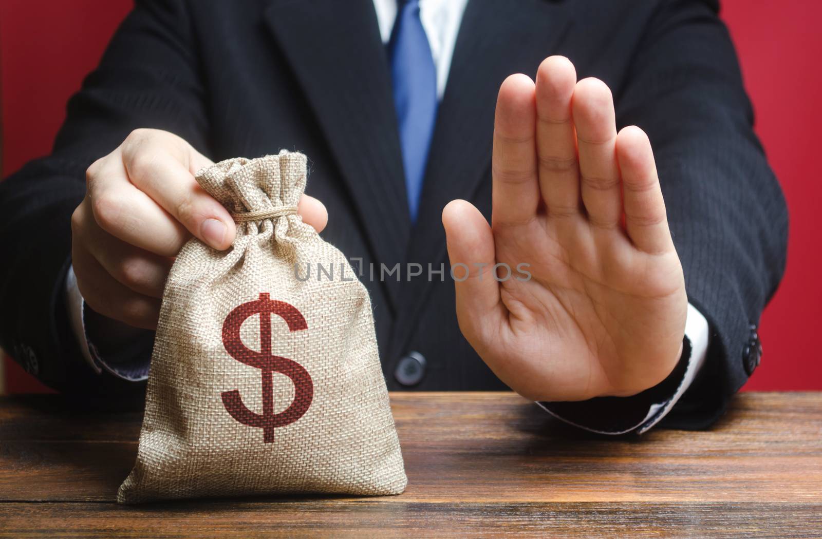 Businessman refuses to give a money bag. Refusal to grant loan mortgage, bad credit history. Refuses to cooperate. Economic sanctions, confiscation funds, deductions and fines. Financial difficulties