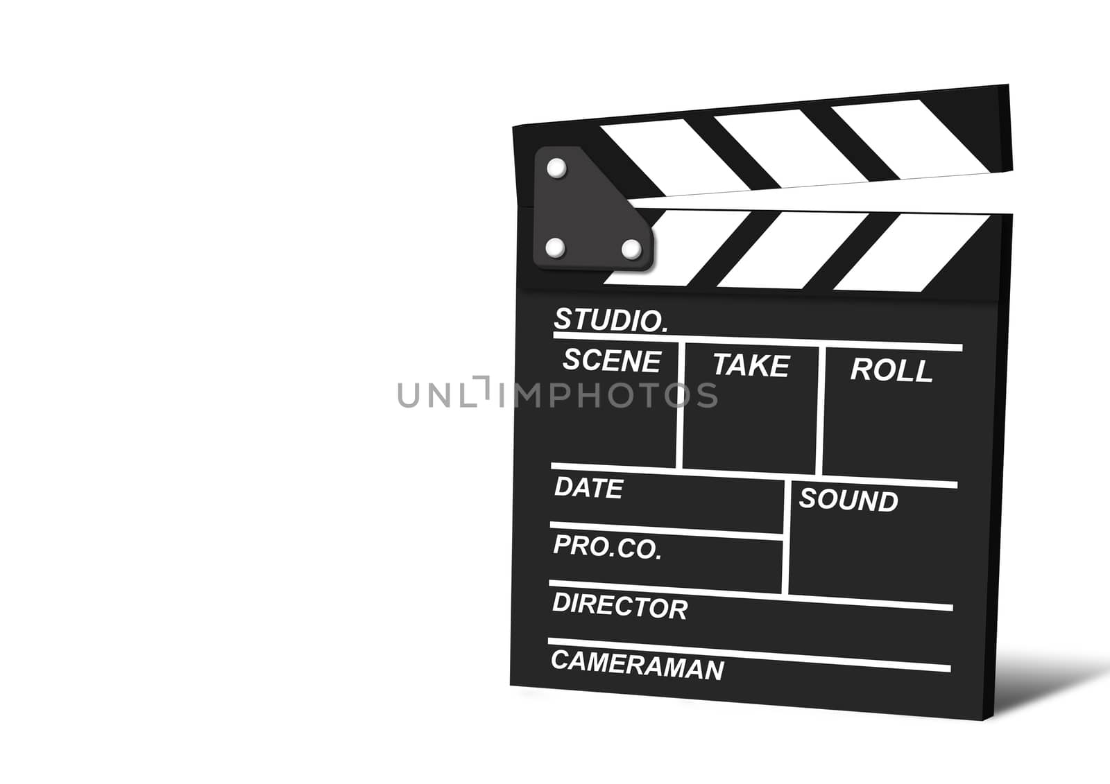 Movie clapper isolated on white background, cinema concept