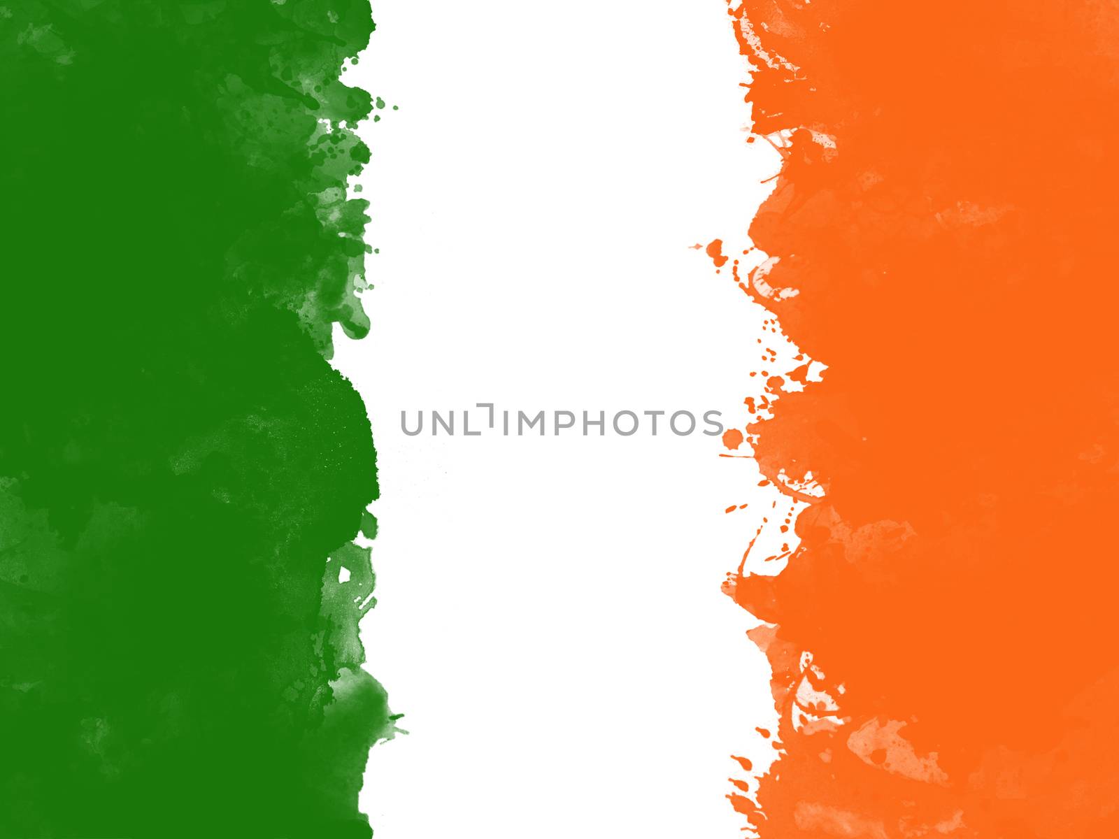 Flag of Ireland by watercolor paint brush, grunge style