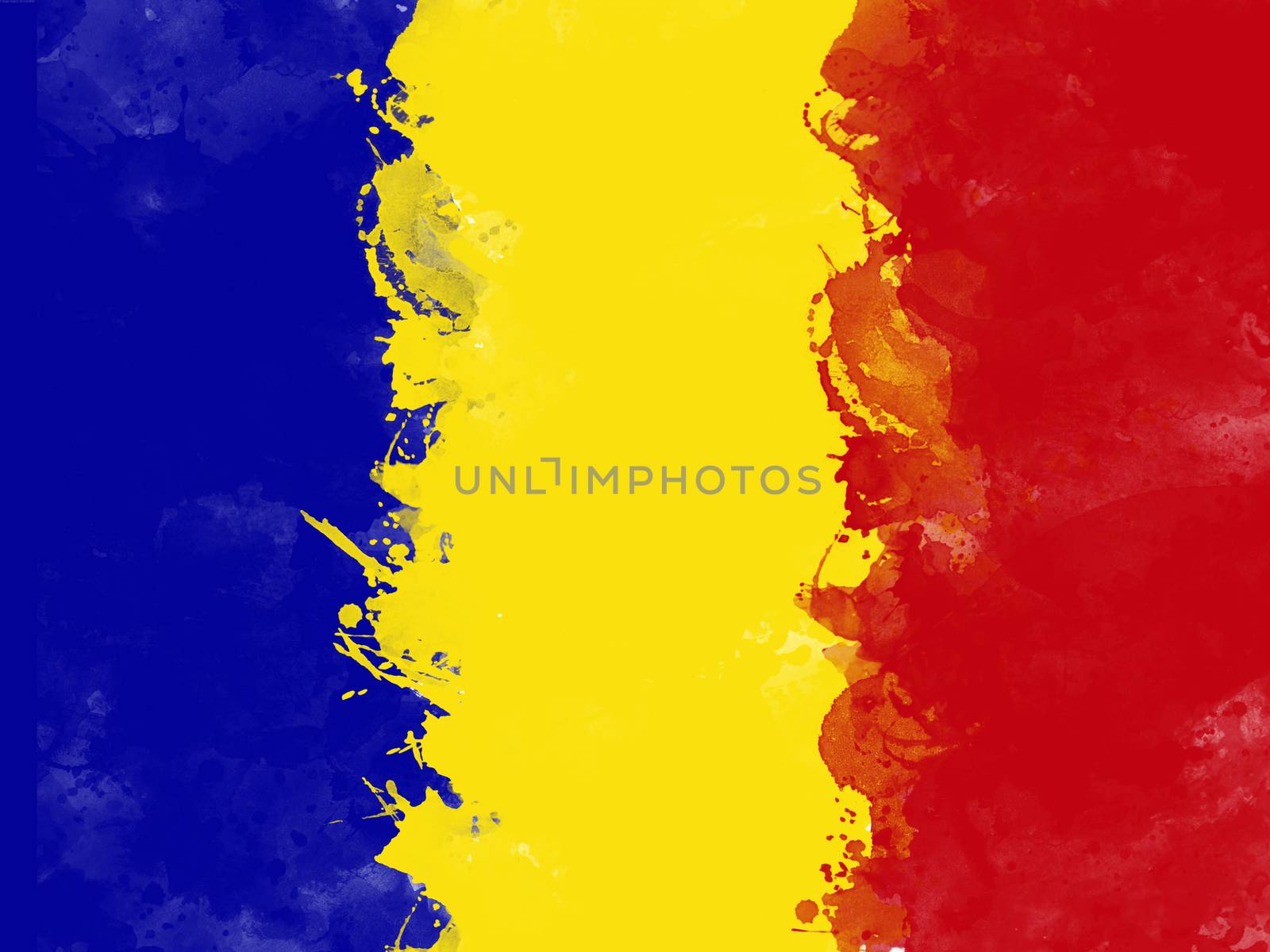 Flag of Romania by watercolor paint brush, grunge style by asiandelight