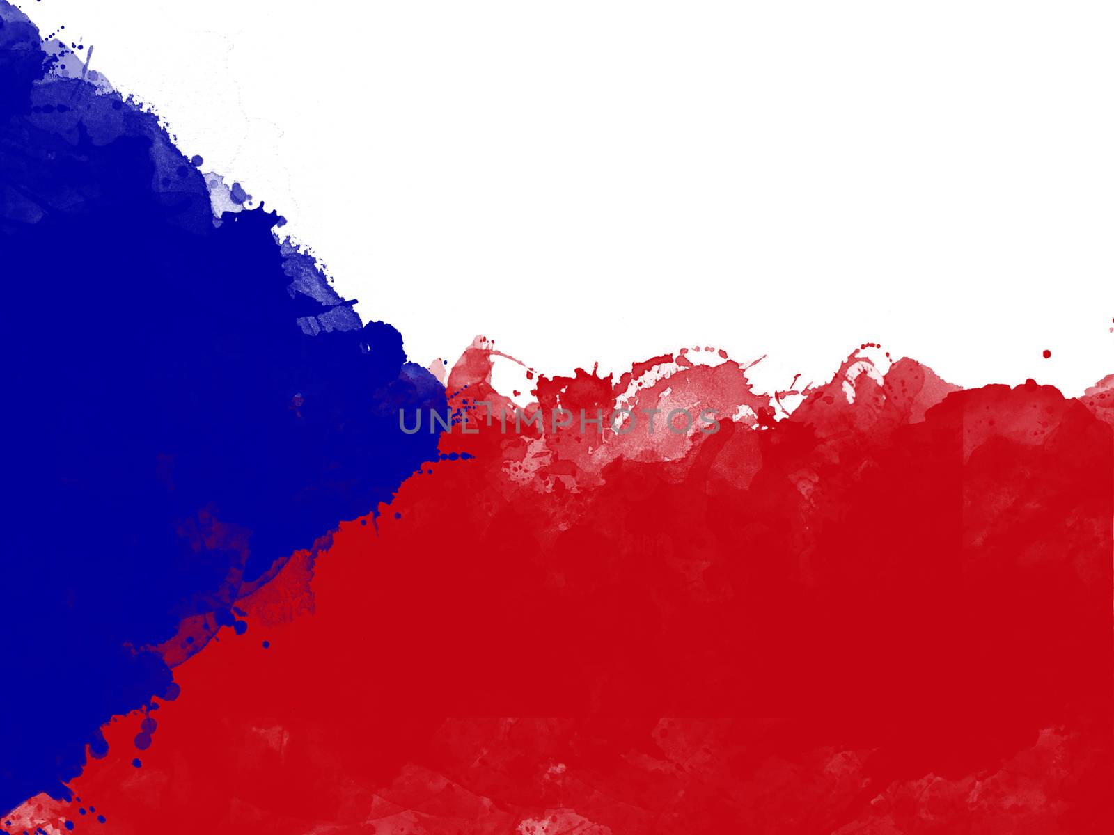 Flag of Czech Republic by watercolor paint brush, grunge style