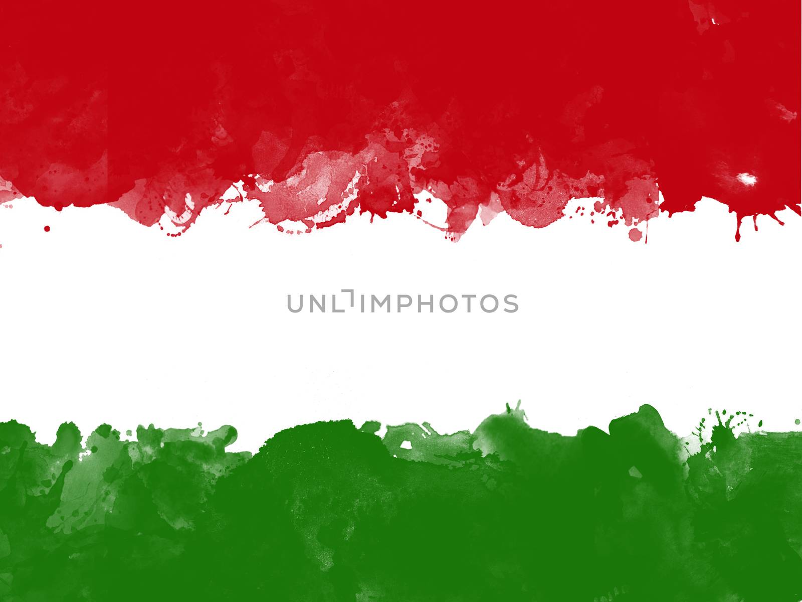Flag of Hungary by watercolor paint brush, grunge style by asiandelight