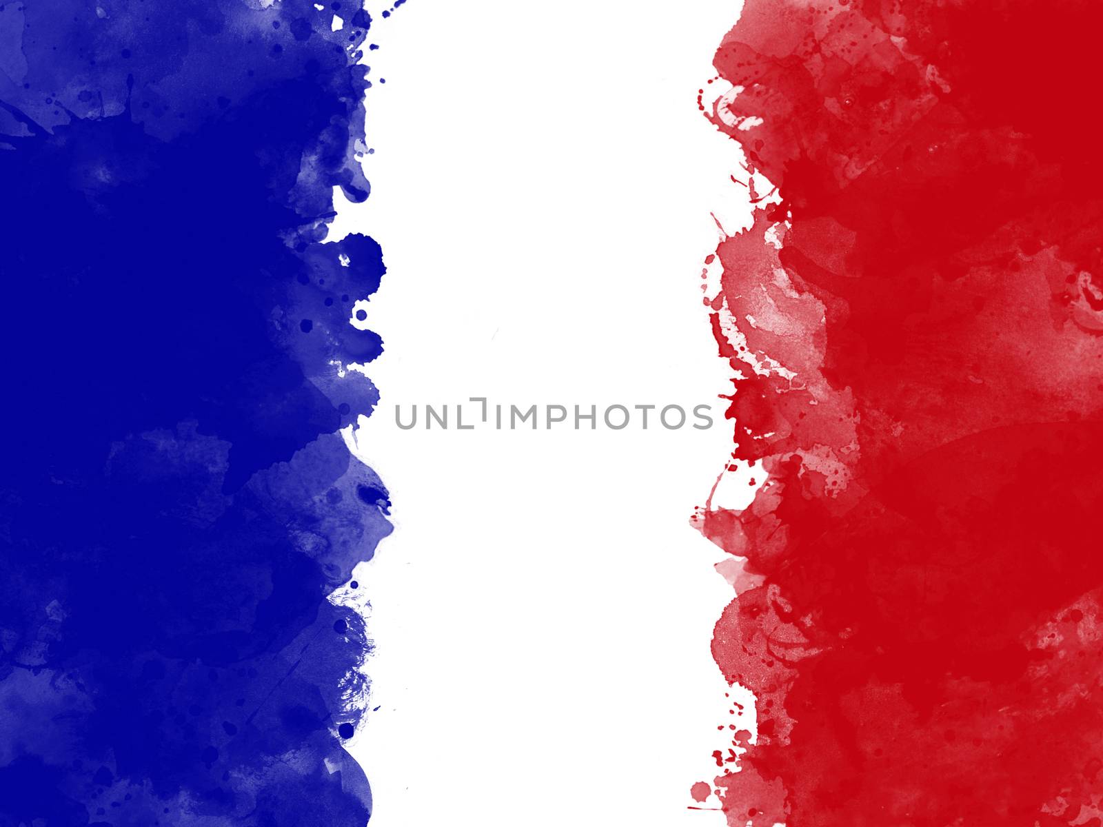 Flag of French Republic by watercolor paint brush, grunge style by asiandelight