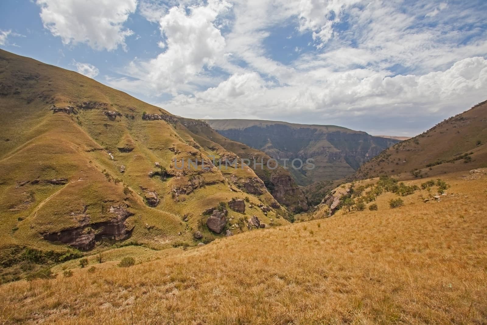 The Cateract Valley form part of a hiking trail from the Injisuthi Camp, Maloti-Drakensberg Park.