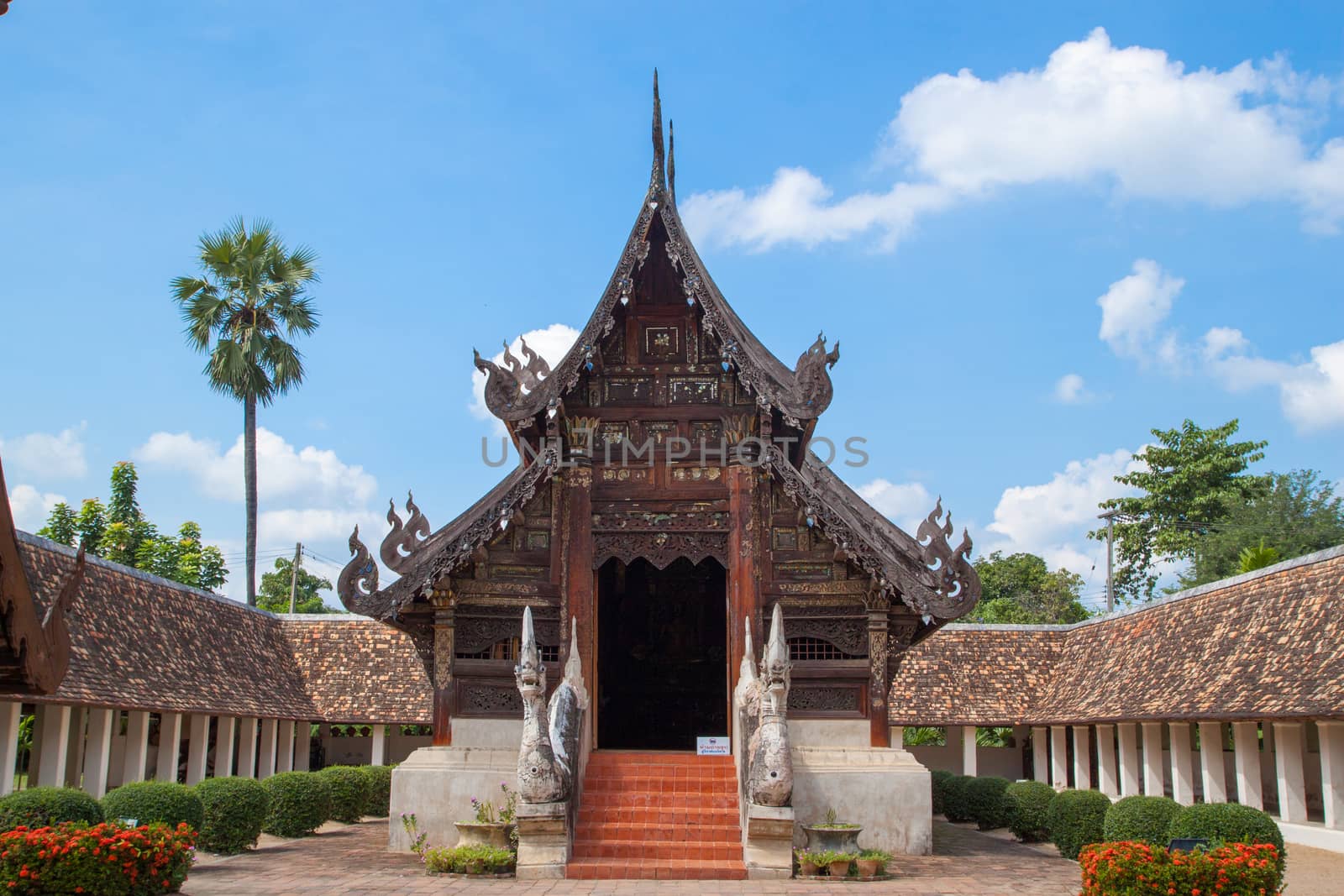 Wat Ton Kain 700 years or Inthrawat temple , popular famous tourist attraction landmark in Chiangmai. Old wooden Thai temple in Chiang Mai Thailand