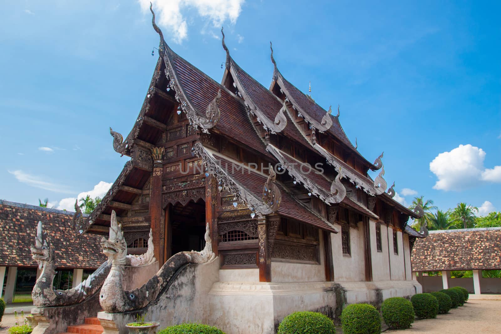 Wat Ton Kain 700 years or Inthrawat temple , popular famous tourist attraction landmark in Chiangmai. Old wooden Thai temple in Chiang Mai Thailand