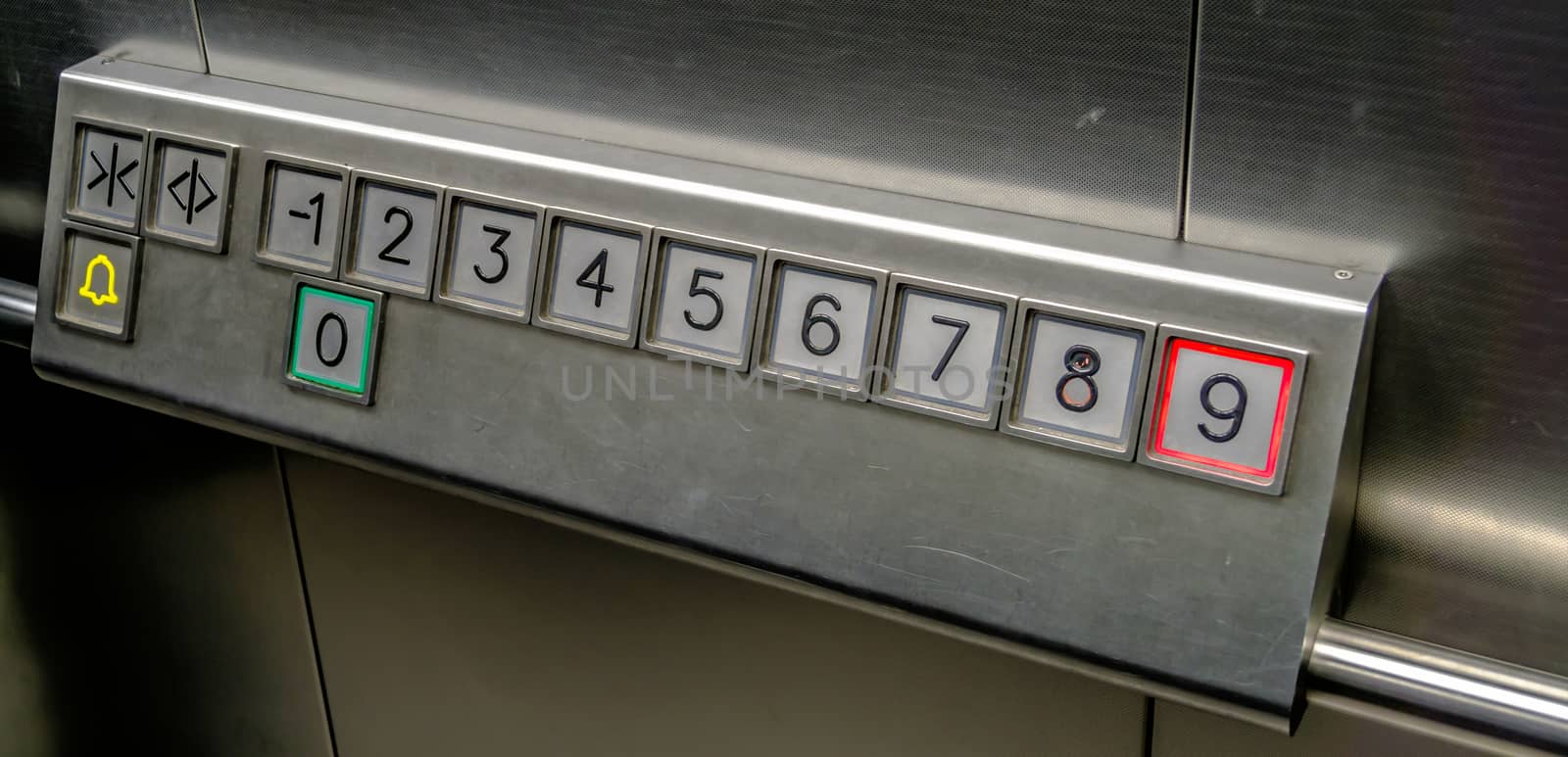 Display for floors up to floor nine in an elevator