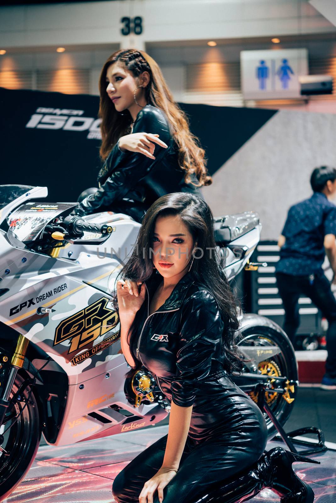 Bangkok, Thailand - December 10, 2017 : Unidentified model pretty lady on display in car show event. This a open event no need press credentials required.