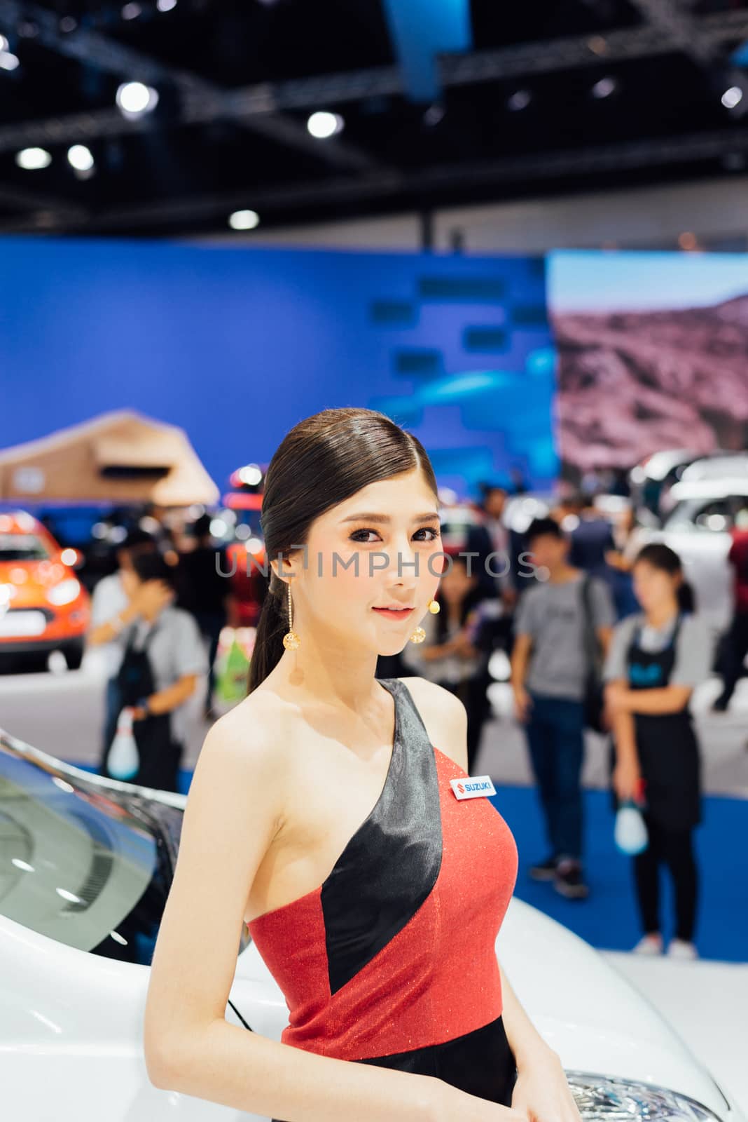 Bangkok, Thailand - March 31, 2018 : Unidentified model pretty lady beauty and sexy on display in car show event. This a open event no need press credentials required.
