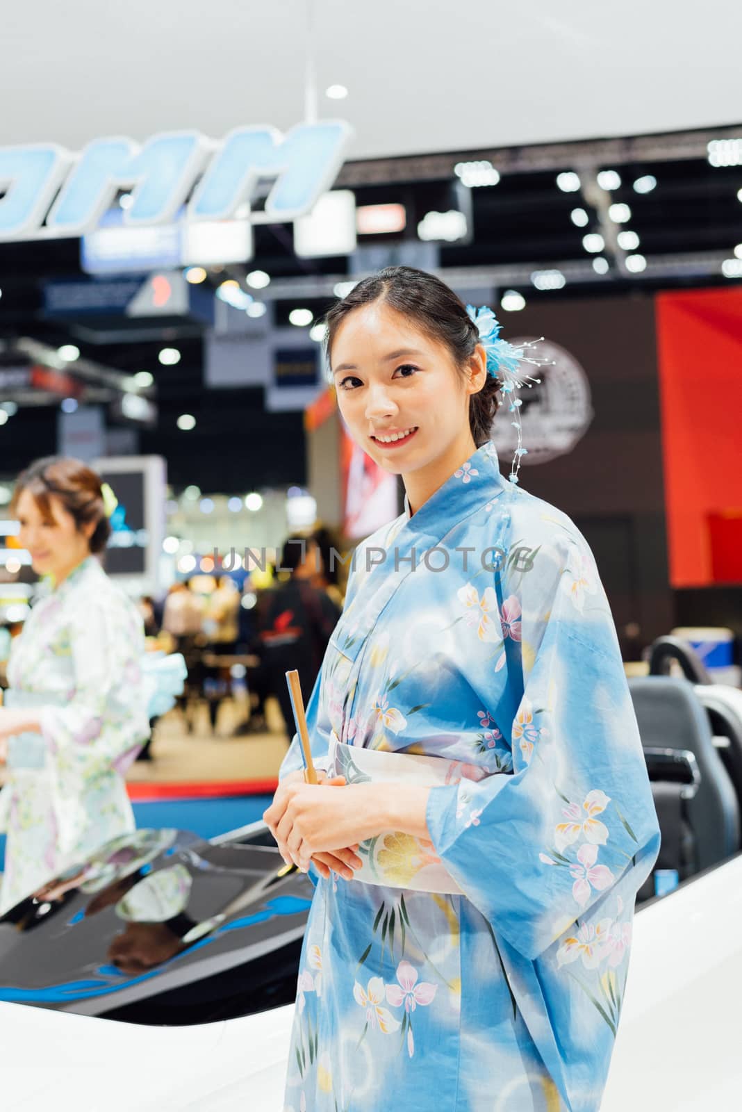 Bangkok, Thailand - March 31, 2018 : Unidentified model pretty lady beauty and sexy on display in car show event. This a open event no need press credentials required.