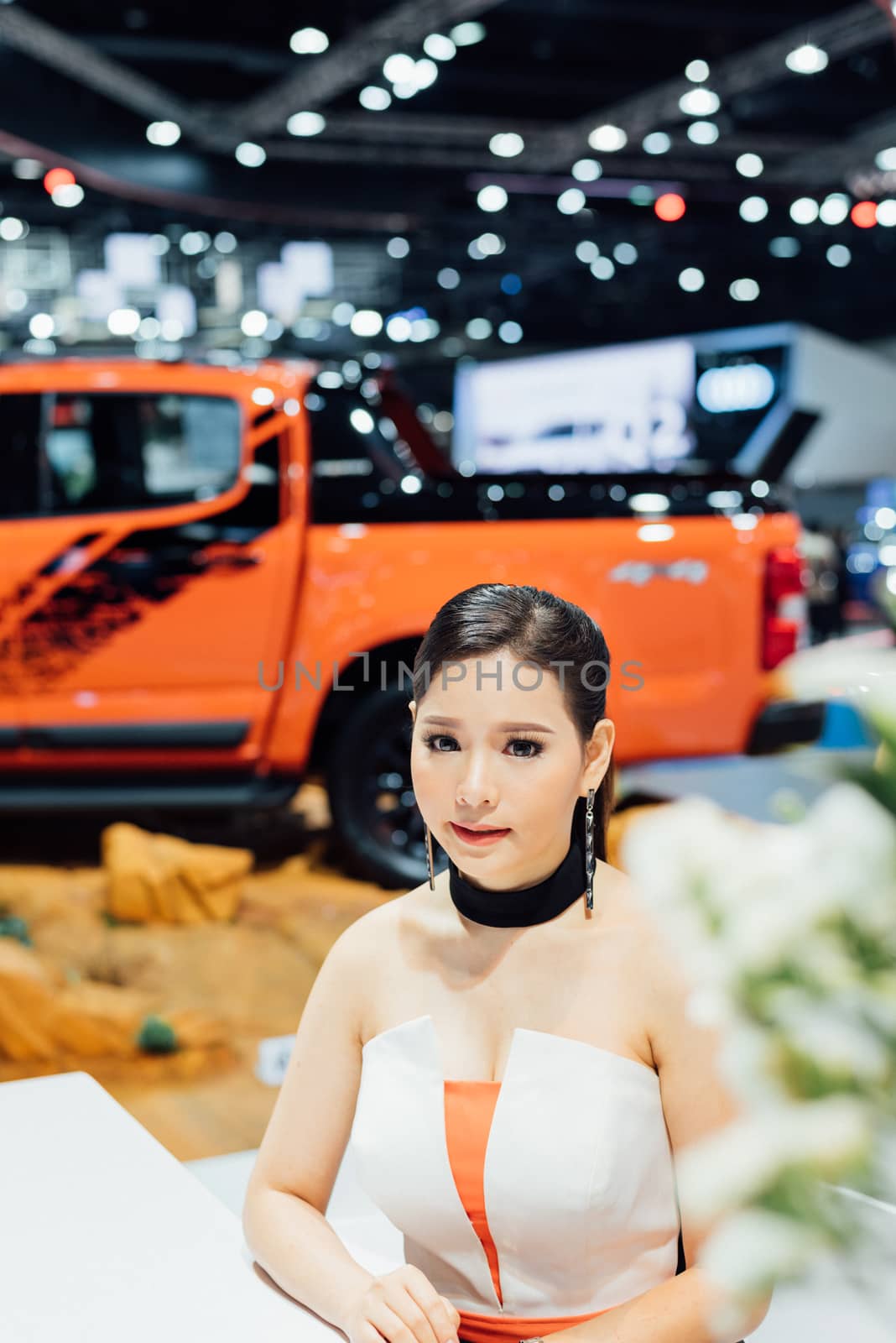 Pretty lady beauty and sexy in car show event by PongMoji