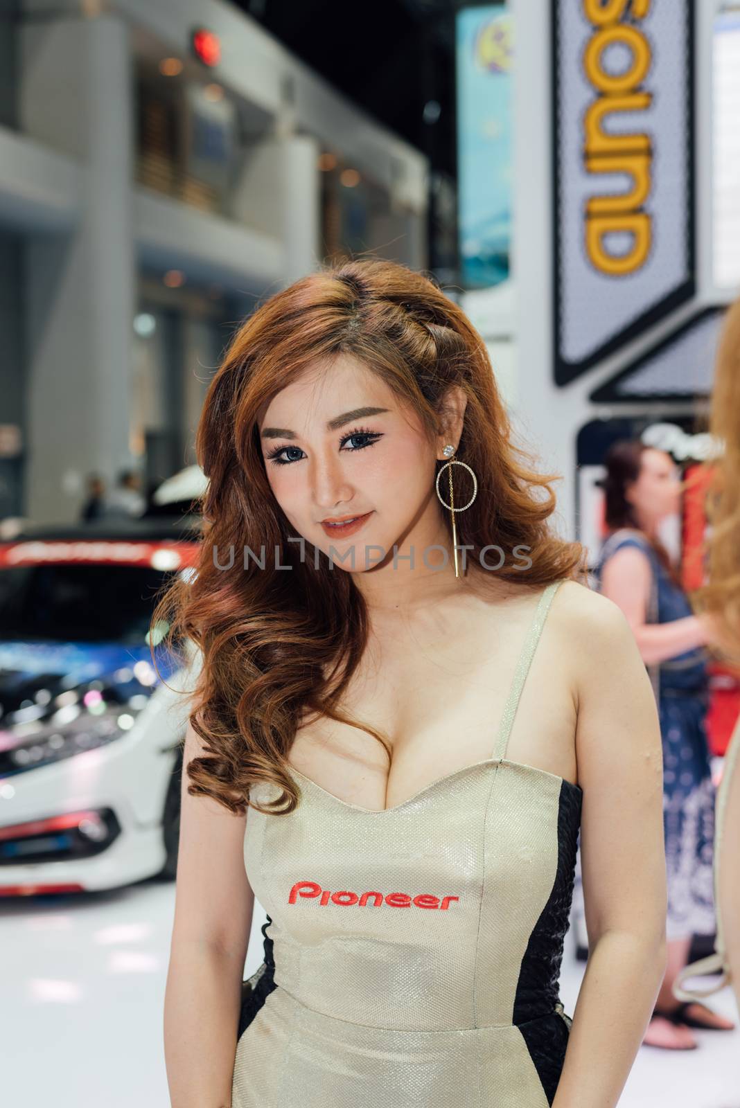 Pretty lady beauty and sexy in car show event by PongMoji