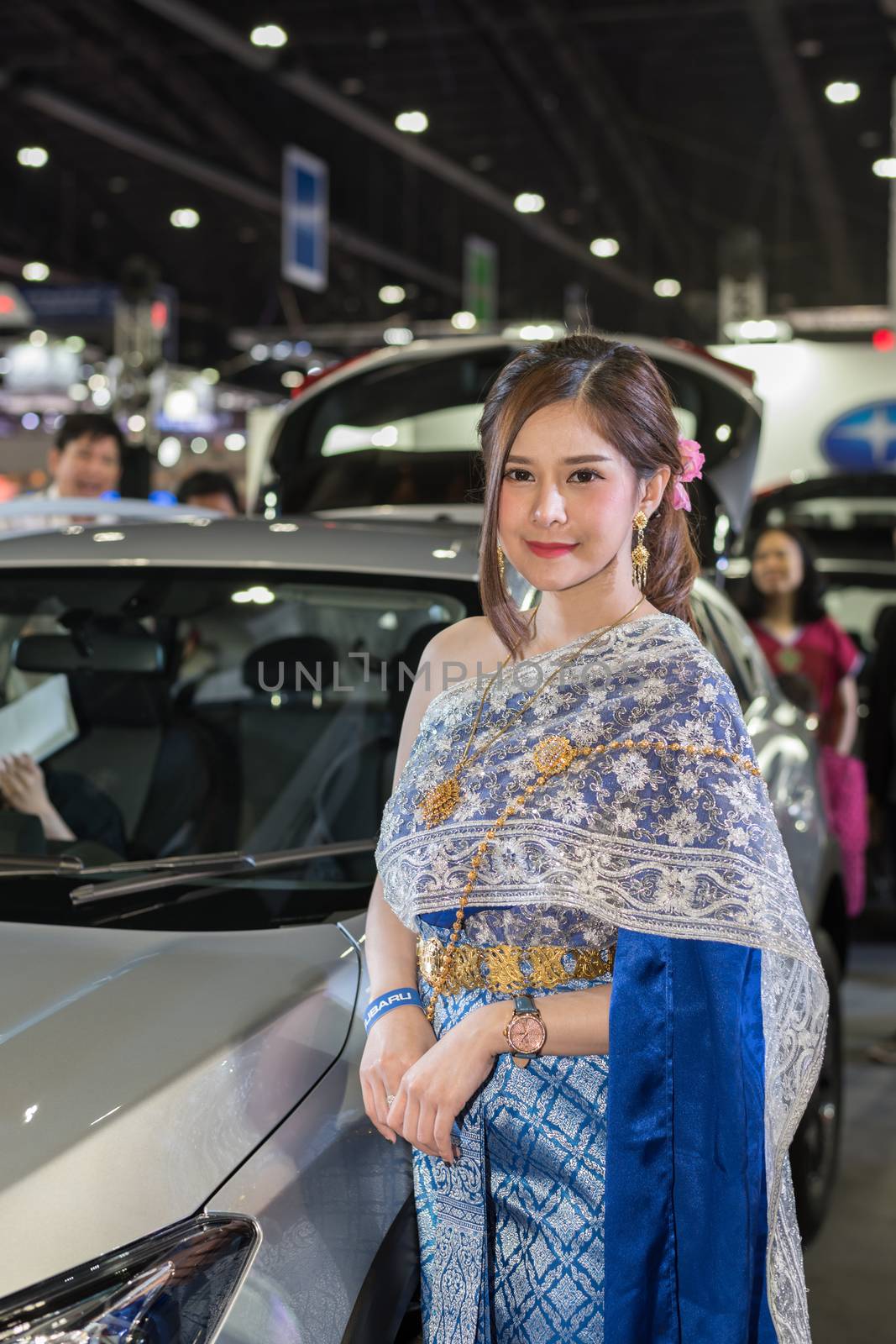 Bangkok, Thailand - March 31, 2018 : Unidentified model pretty lady beauty and sexy on display in car show event. This a open event no need press credentials required.