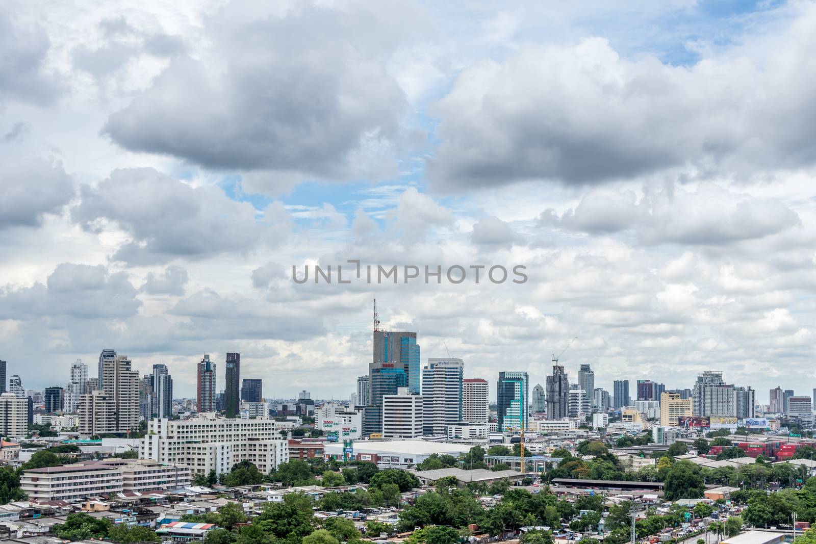 Bangkok, Thailand - June 24, 2016 : Cityscape and transportation in daytime of Bangkok city Thailand. Bangkok is the capital and the most populous city of Thailand.