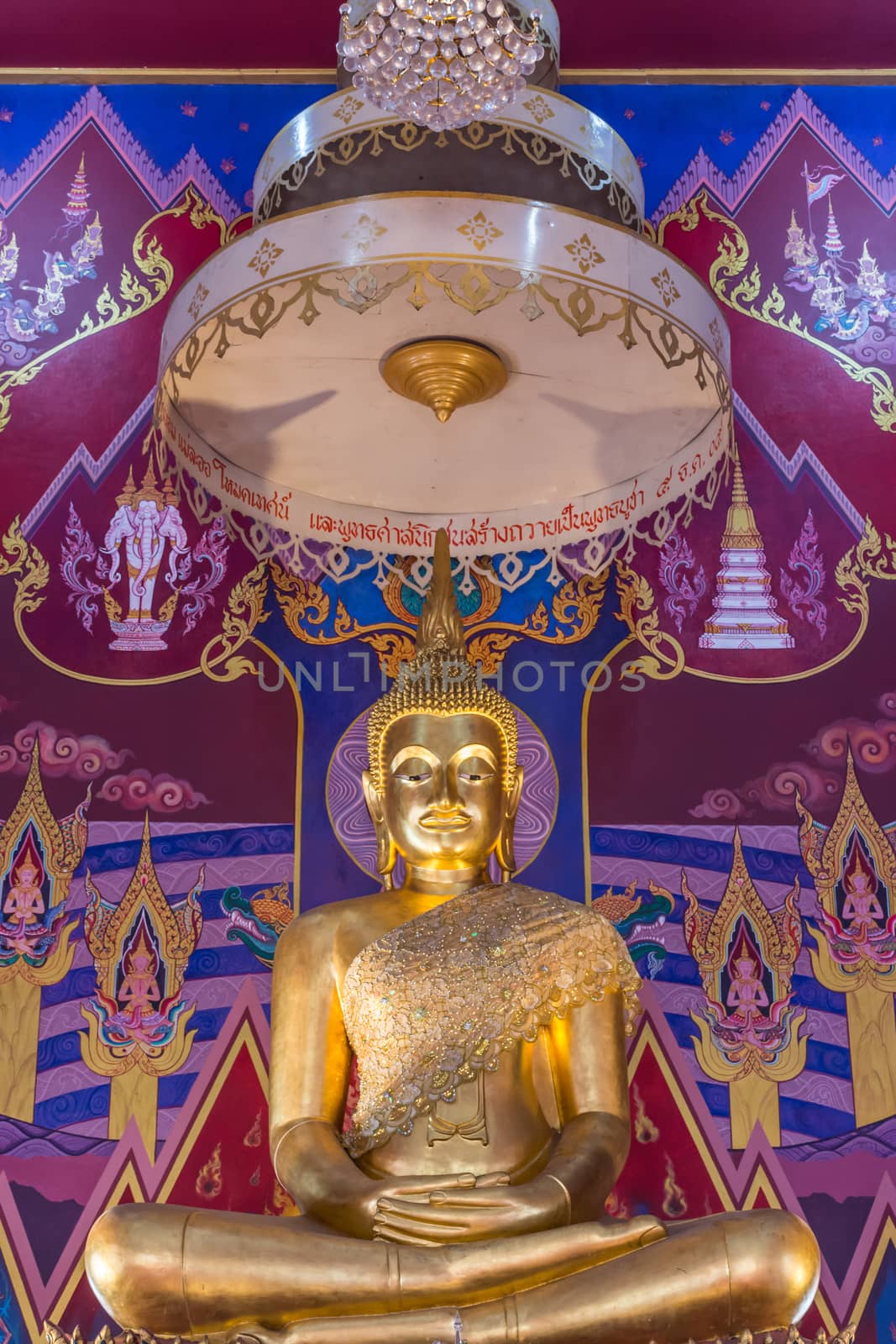 Bangkok, Thailand - July 9, 2016 : Thai buddha statue in buddhism religion located at Thai temple (Wat Thai) for a worship