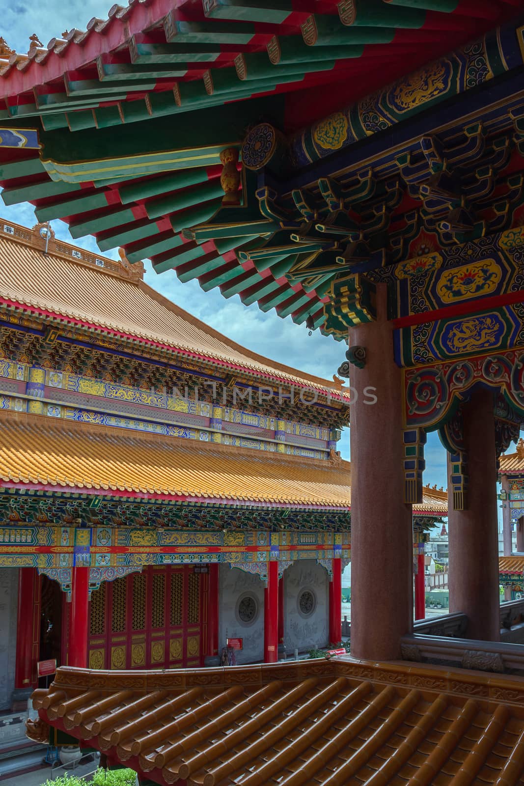 Nonthaburi , Thailand - July 9, 2016 : Wat Boromracha Kanchanapisek Anusorn (Leng Noei Yi 2) is a Chinese temple under the patronage of the Chinese Buddhist Sangha in Thailand or Mahayana Buddhism.