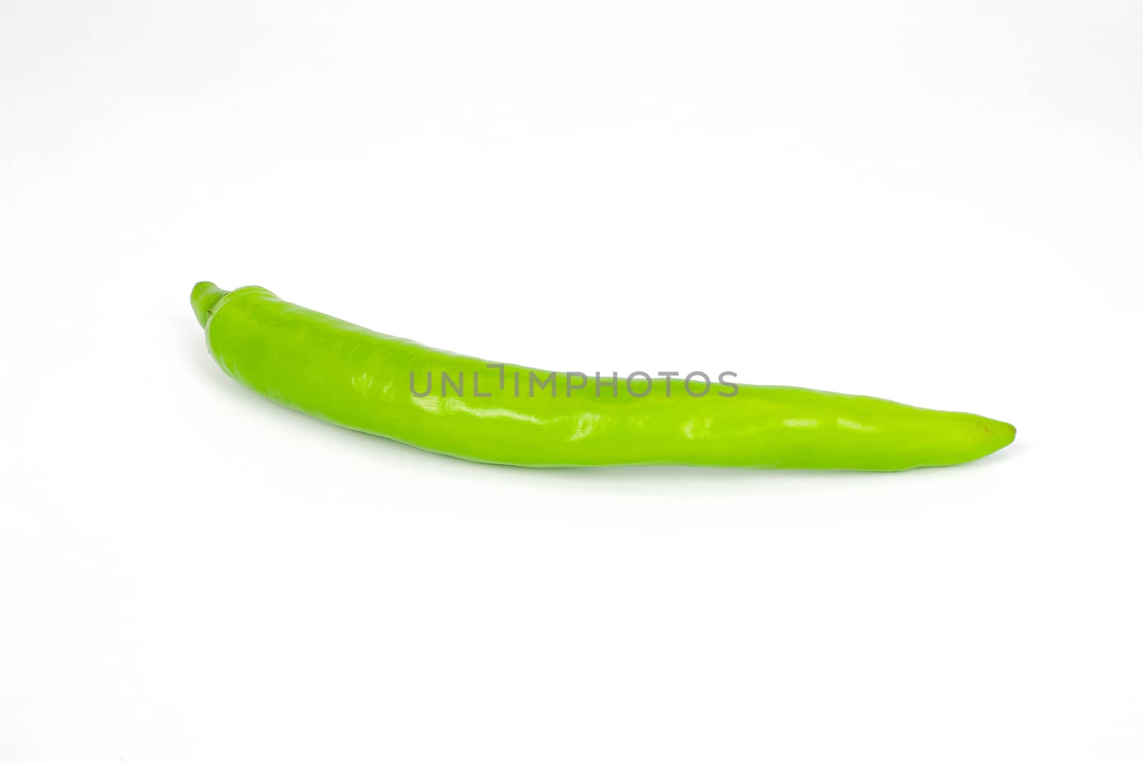 top view of fresh green chili isolated on white background