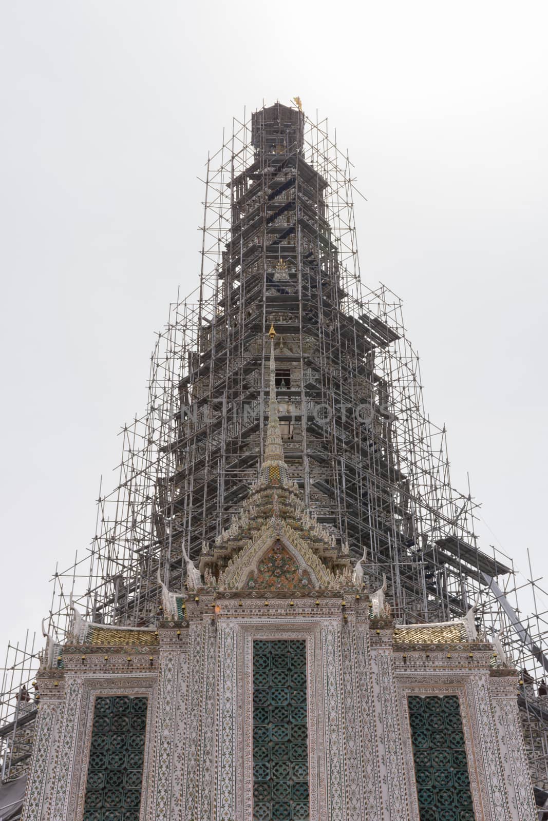 Bangkok, Thailand - August 28, 2016 : Thai pagoda at Wat Arun Ratchawararam is a Buddhist temple in Bangkok Yai district of Bangkok, Thailand, on the Thonburi west bank of the Chao Phraya River.