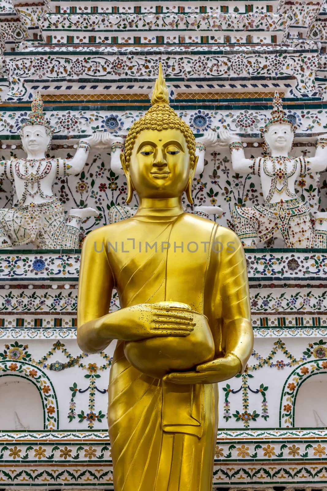 Bangkok, Thailand - August 28, 2016 : Thai buddha statue in buddhism religion located at Thai temple (Wat Thai) for a worship