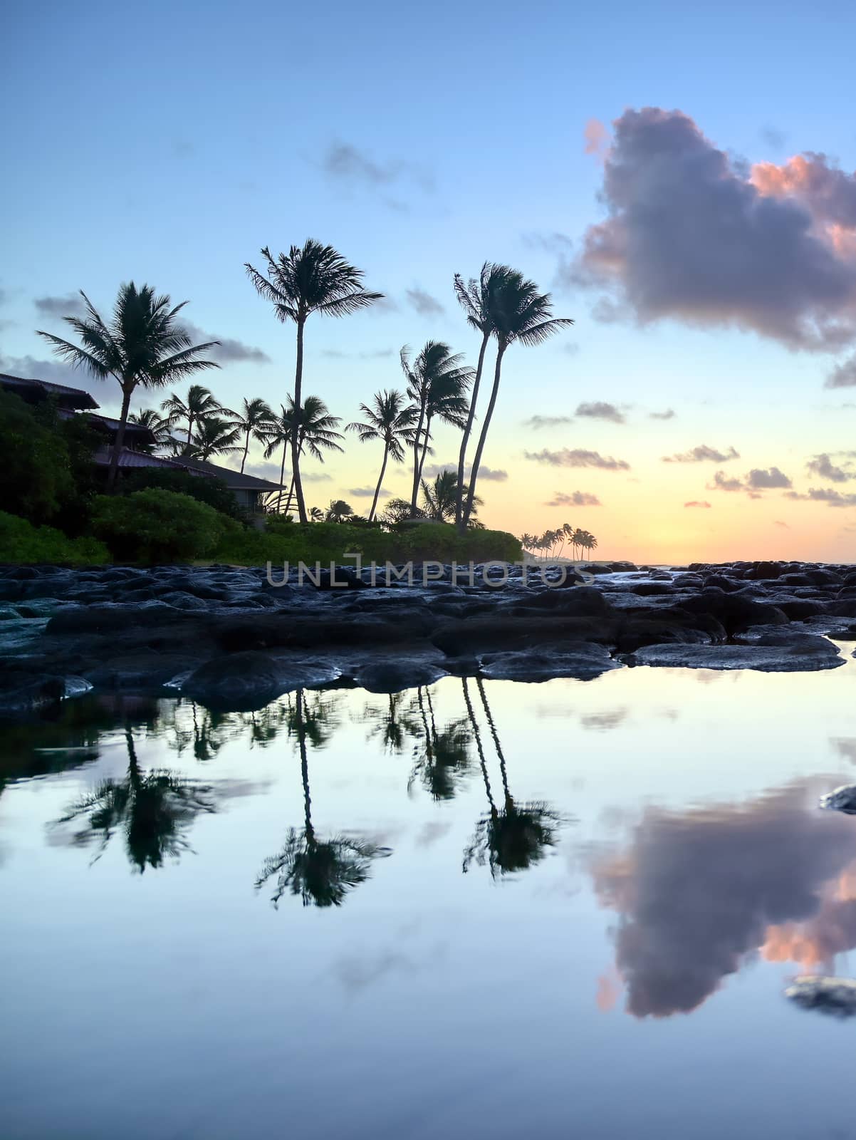 Sunrise over the coast of Kauai, Hawaii,