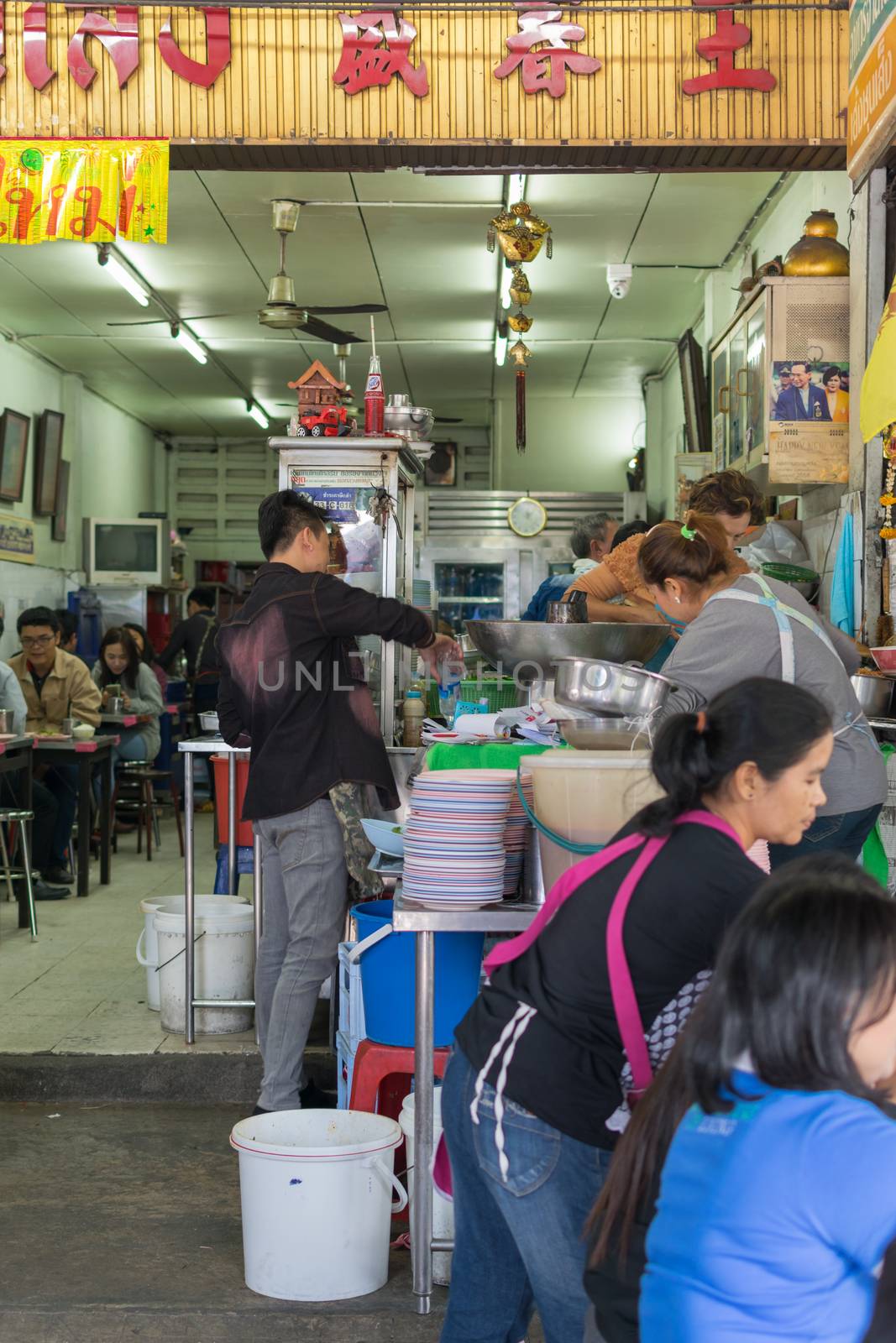 Bangkok, Thailand - January 26, 2016 : Thai street food with noodle in market.