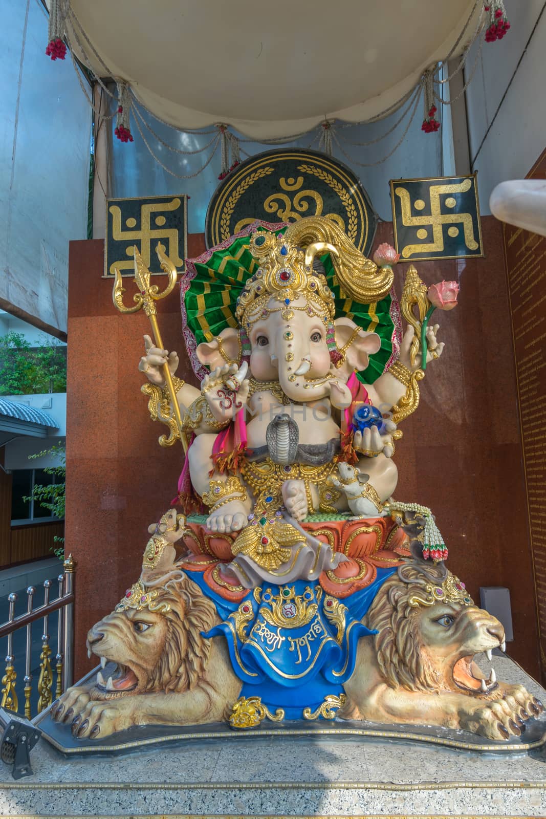 Bangkok, Thailand - March 6, 2016 : Ganesha also known as Ganapati and Vinayaka, is one of the best-known and most worshipped deities in the Hindu pantheon.