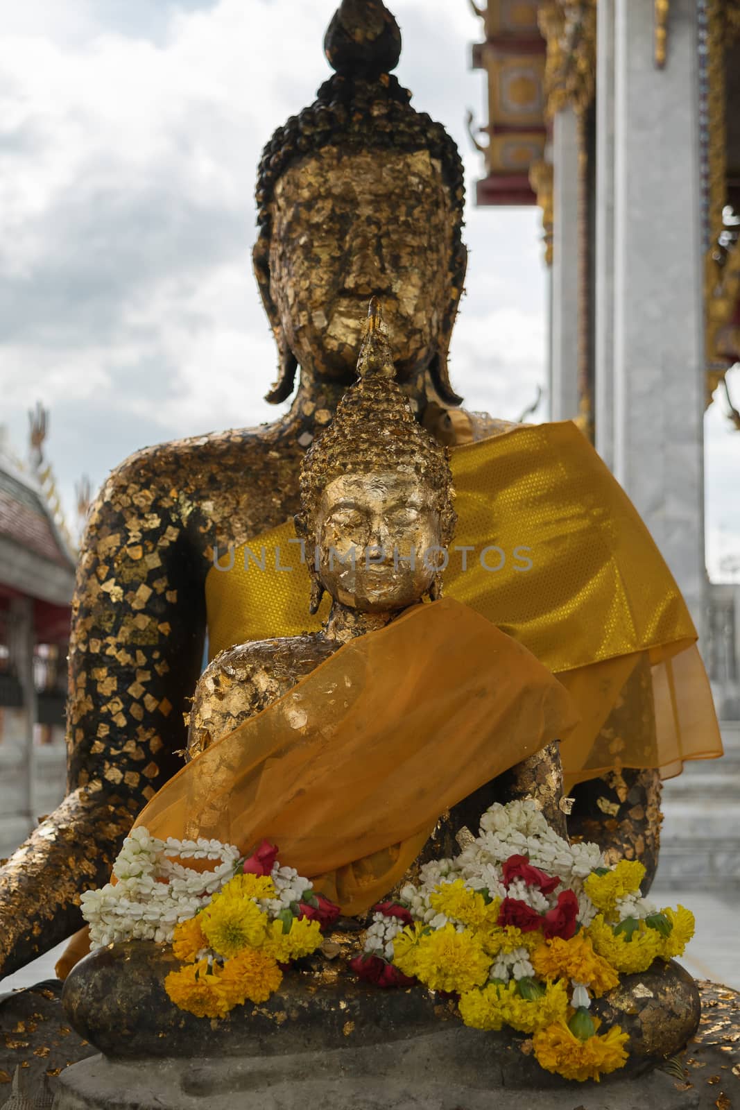 Bangkok, Thailand - August 29, 2015 : Thai buddha statue at Wat Hua Lamphong. Wat Hua Lamphong is a Royal Buddhist temple, third class, in the Bang Rak District of Bangkok, Thailand.