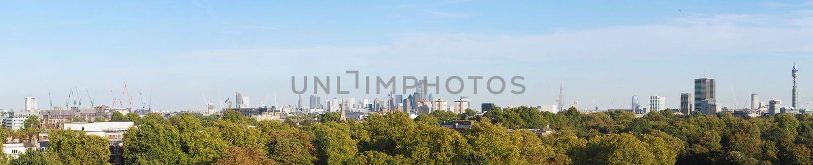 Wide panoramic view of London from Primrose hill by claudiodivizia