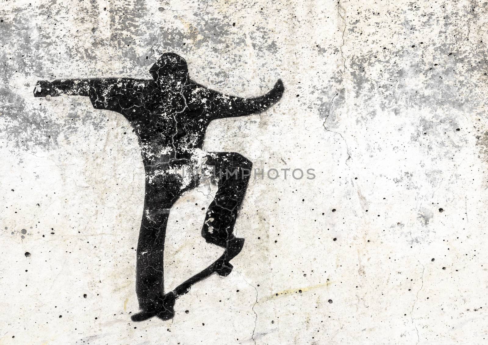 Skateboarding themed stencil graffiti by germanopoli