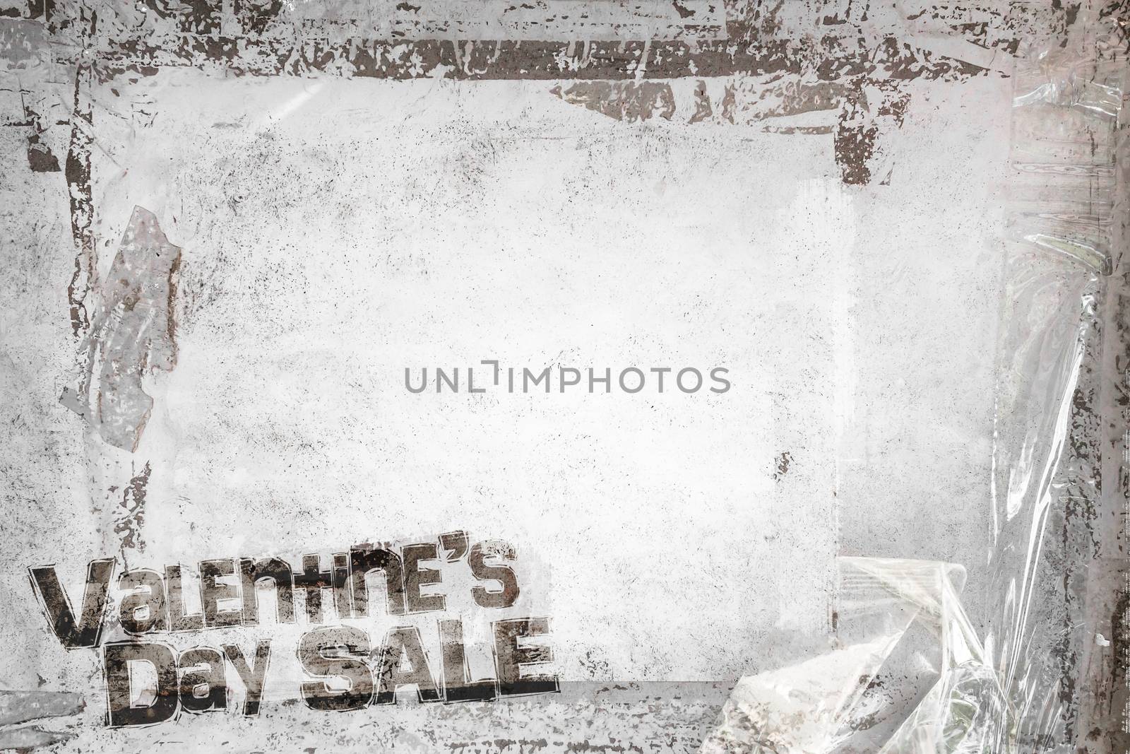 Valentine's Day Sale background with old marking tapes. Grungy frame and remains of scotch tape and cellophane. Vertical background fully editable. It can be used as a food menu, poster, wallpaper, design t-shirts and more.