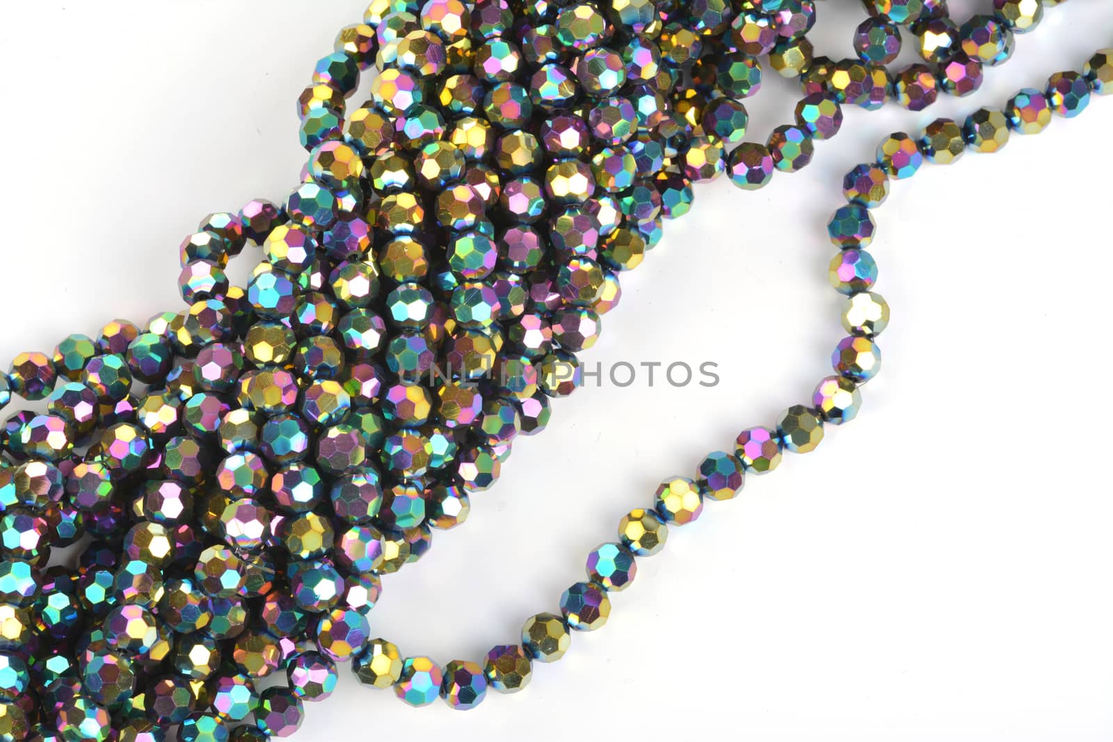 Beautiful color silver gray Glass Sparkle Crystal Isoalted Beads on white background. Use for diy beaded jewelry