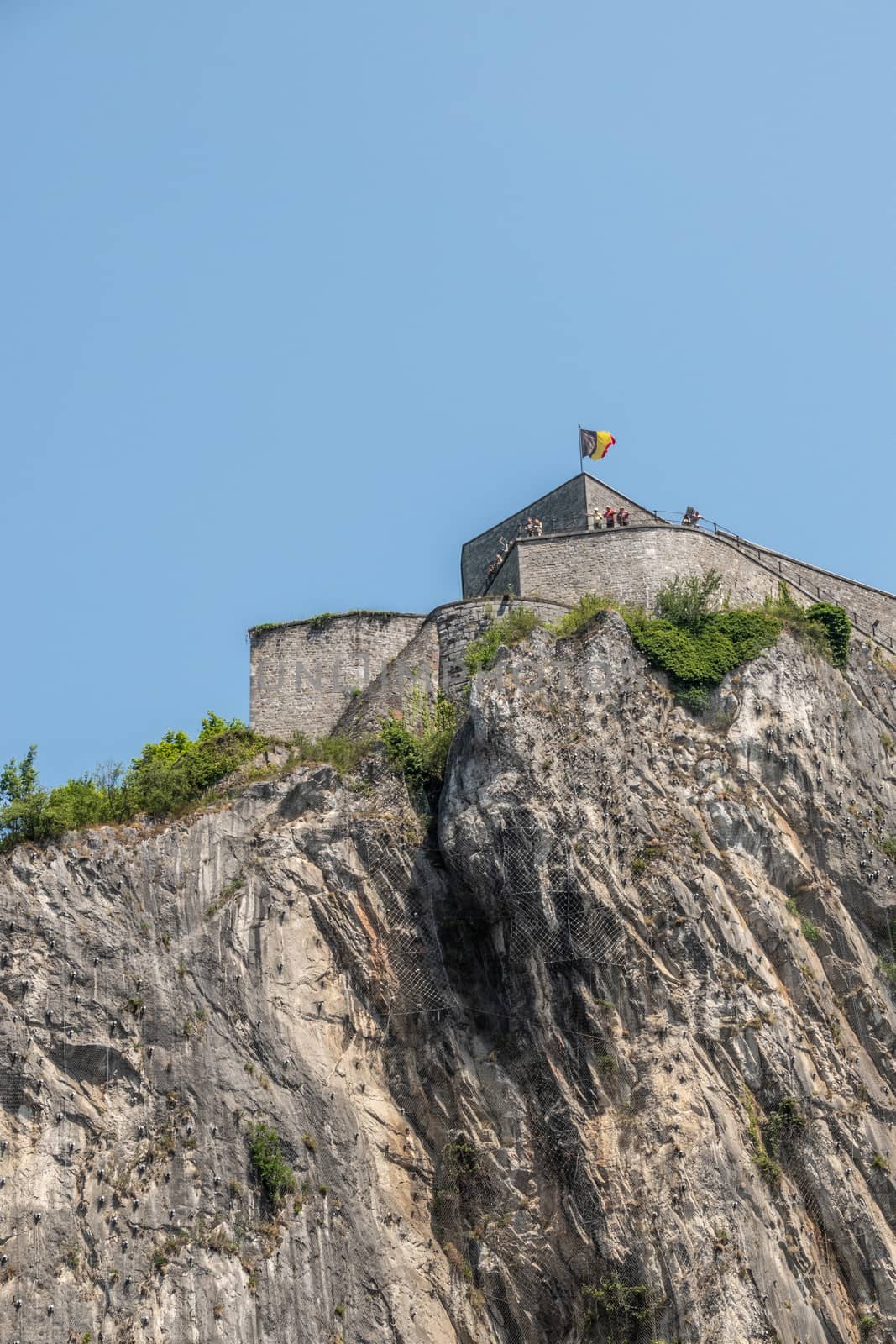 Closeup of top of  Citadelle in Dinant, Belgium. by Claudine