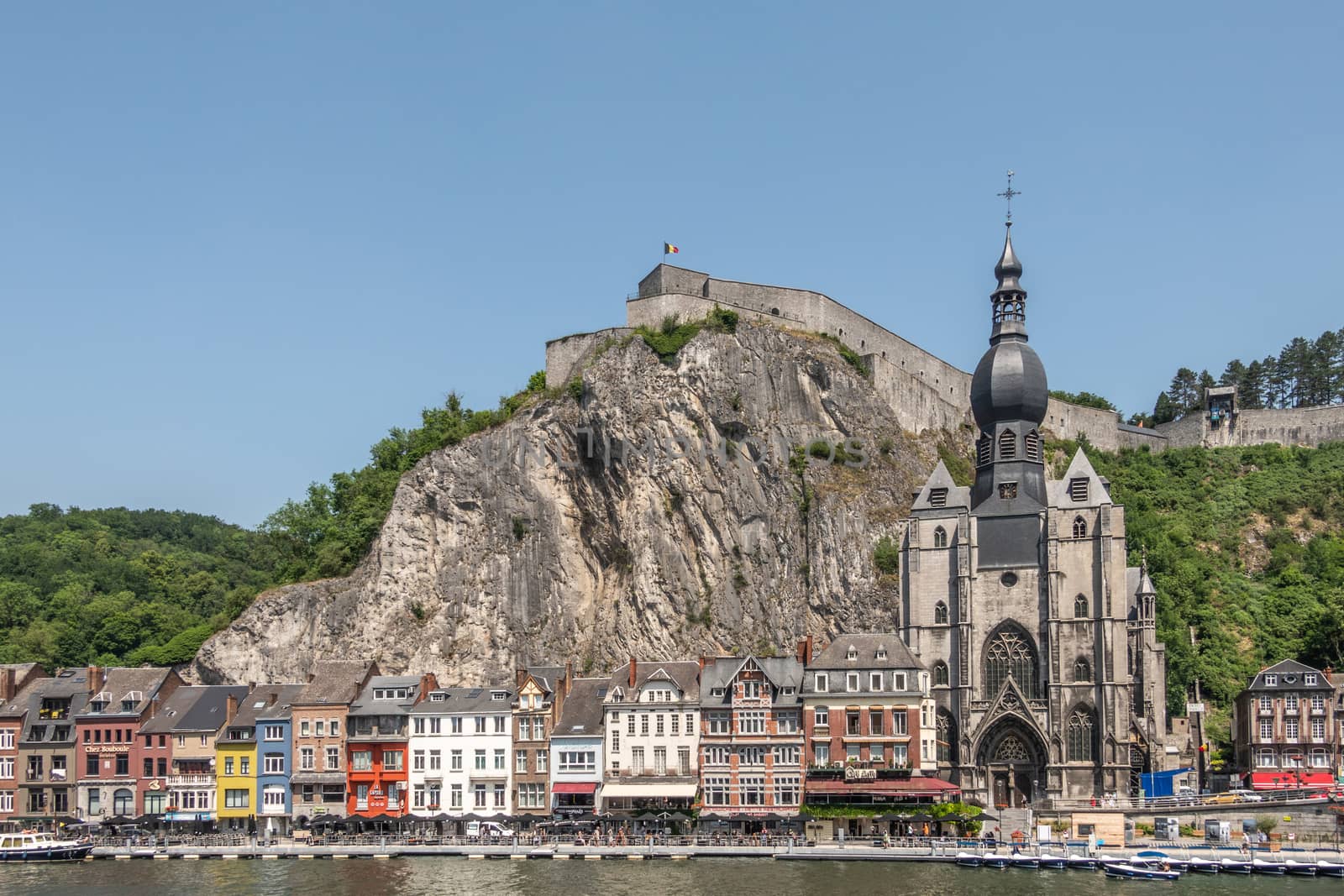 Notre Dame Church and Citadelle from opposite river bank in Dina by Claudine