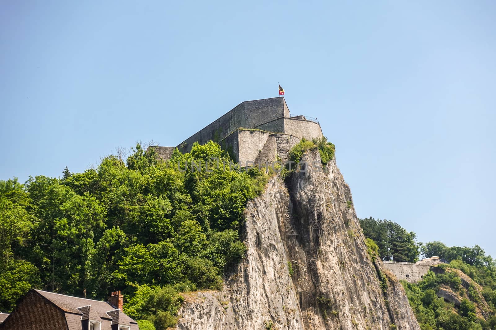 Closeup of top of  Citadelle in Dinant, Belgium. by Claudine