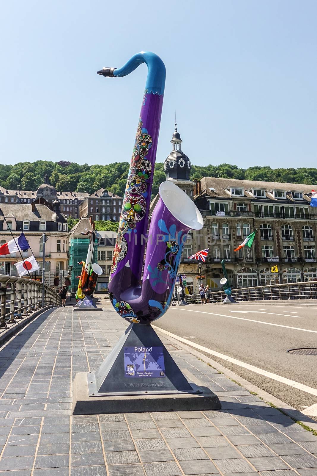 Saxophone statue to honor Poland in Dinant, Belgium. by Claudine