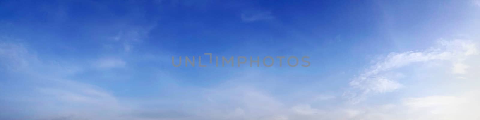 Panorama sky with cloud on a sunny day. Beautiful cirrus cloud.